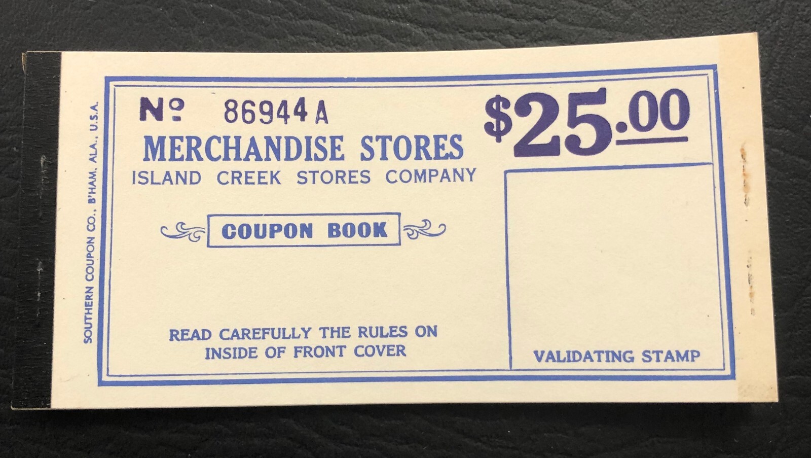 SUPER RARE 1940'S ISLAND CREEK UN-USED BOOK OF SCRIP  