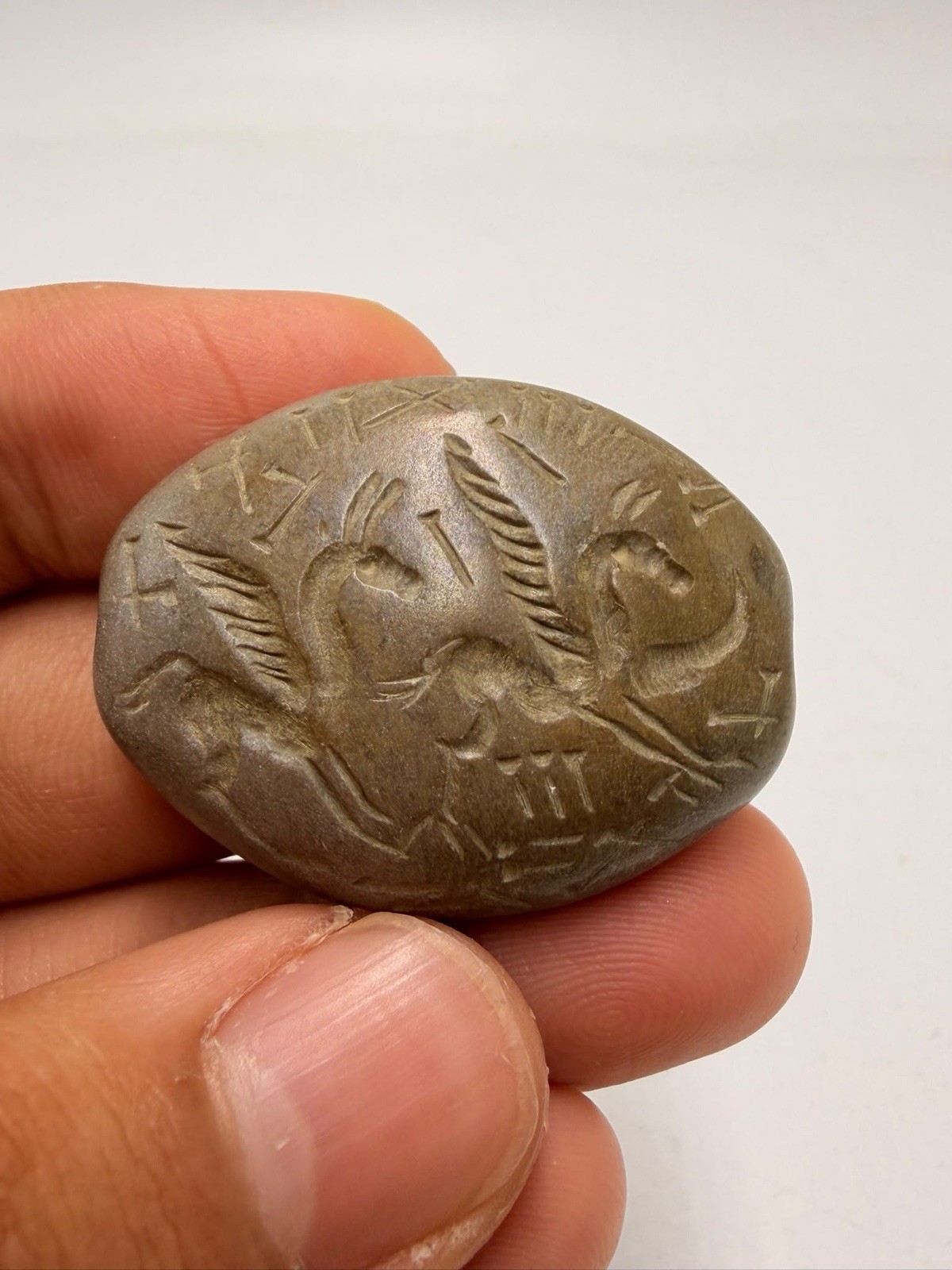 Excellent Carving 2000 Years Old Ancient Jasper Pegasus Seal Stamp Amulet