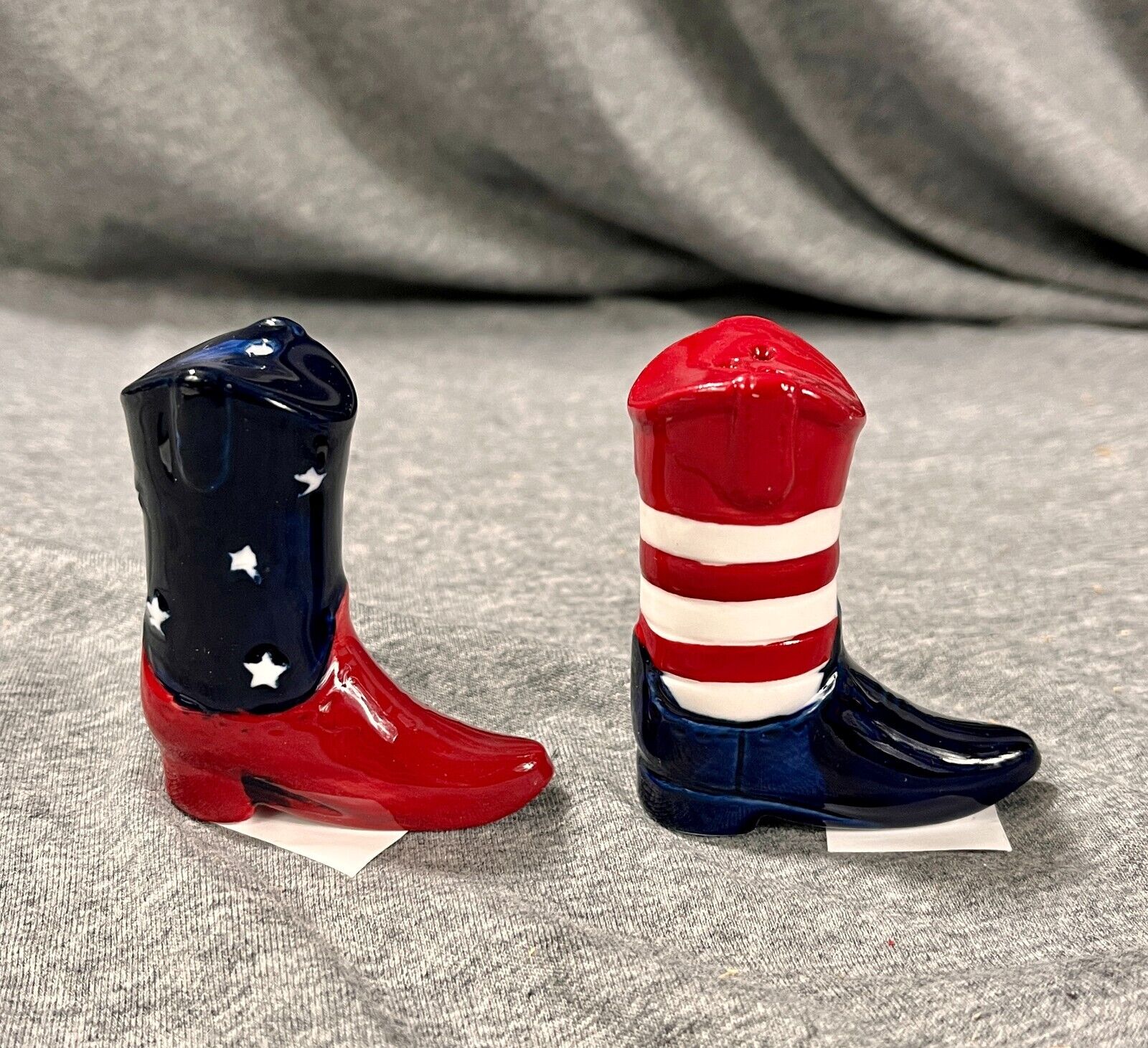 Mini Patriotic Boots USA Salt And Pepper Shakers