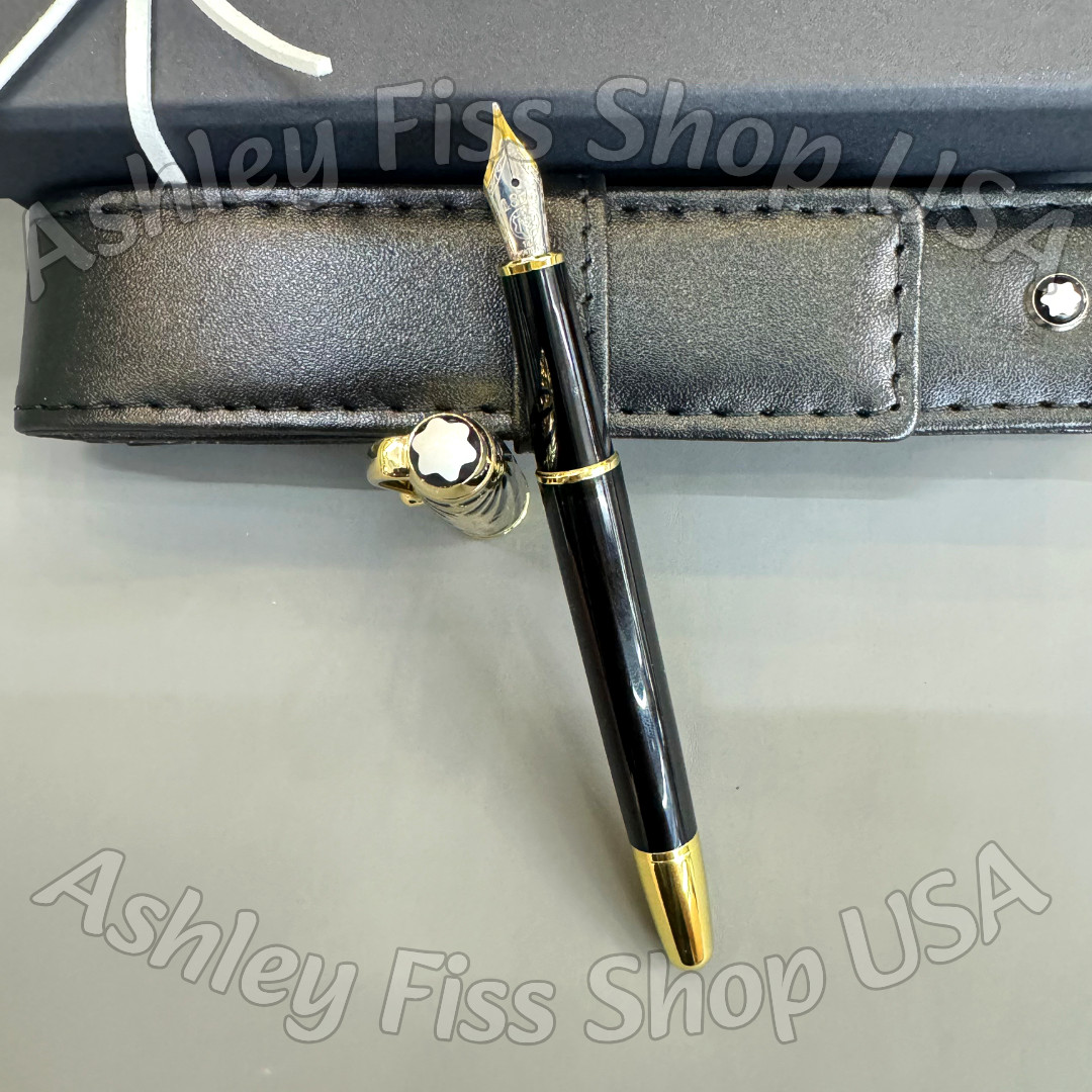 MONTBLANC Meisterstück Black Gold Trim Fountain Pen Luxury Collector Rare