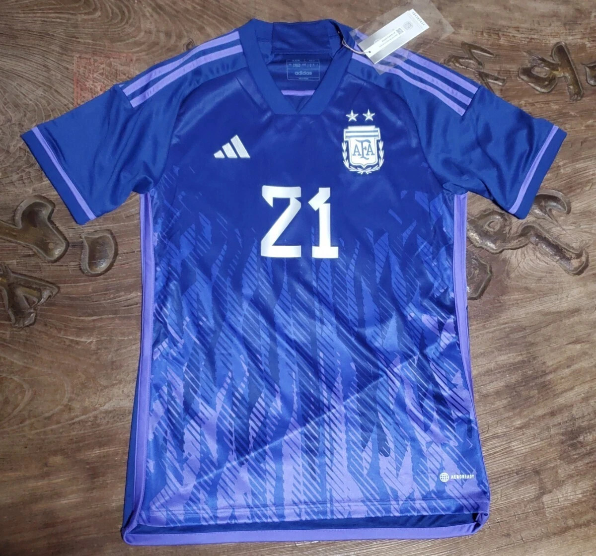 Argentina 2022 WC Dybala Away Soccer Jersey SLIM FIT Adidas Tags FIFA World Cup