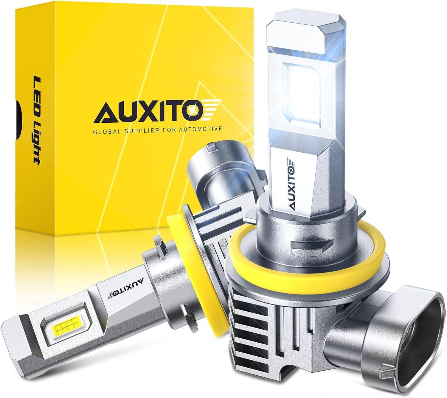AUXITO H11/H9/H16/H8 LED Fog Light Bulbs, 6500K Cool White, 30000LM Brighter, Pl