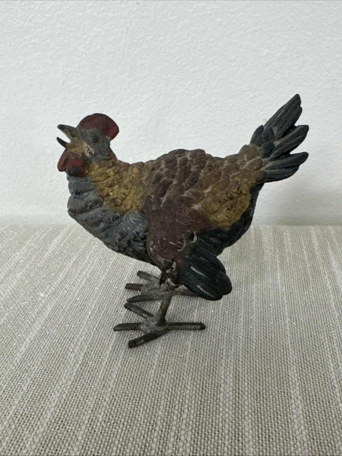 Beautiful Antique Austrian Vienna Cold Painted Bronze Figure of  Hen