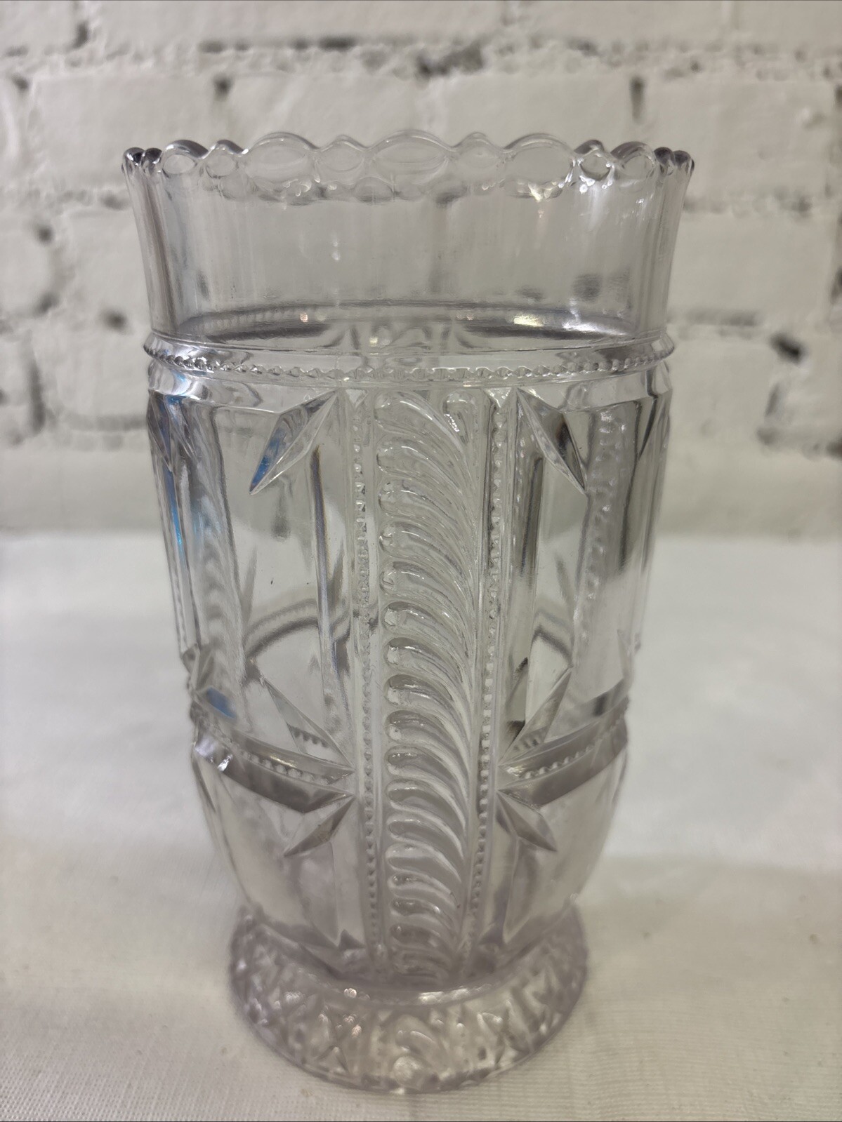 Antique Celery Vase US GLASS c1891. Feather Plume & Block. Excellent Condition. Antique Celery Vase US GLASS c1891. Feather Plume & Block. Excellent Condition.