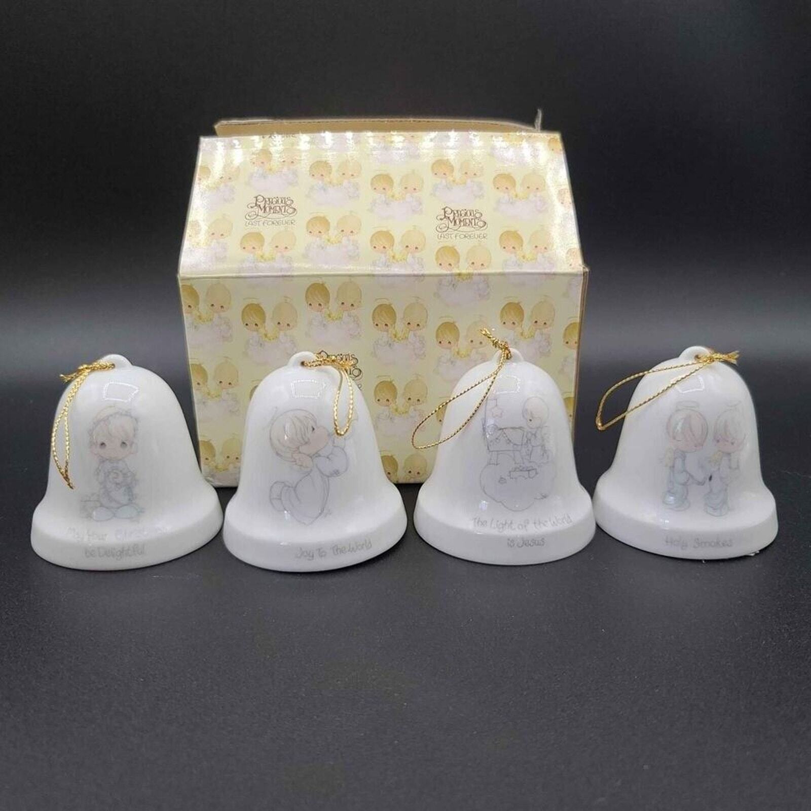 Vintage 1985 Precious Moments Bell Ornament Set Of 4
