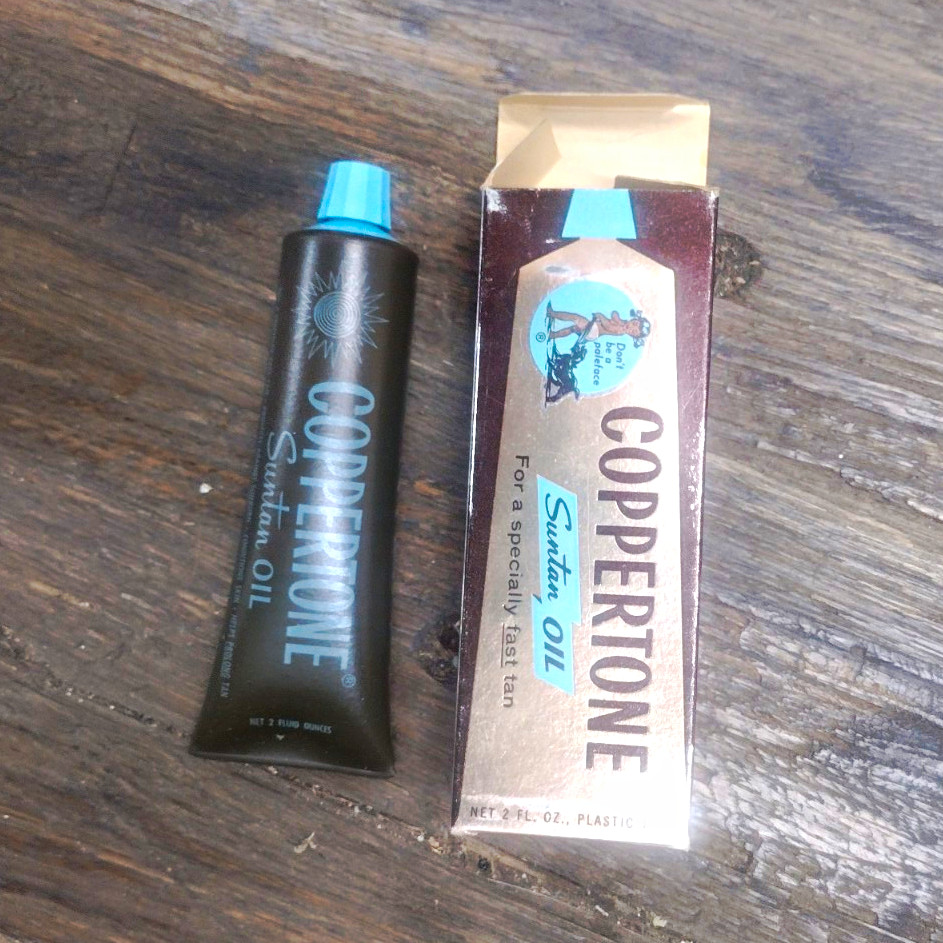 VINTAGE Coppertone Suntan Oil Advertising Tube & Box, Medicine & First Aid Theme