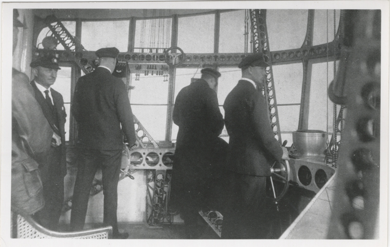 Vintage Graf Zeppelin LZ127 Control Room Cockpit Photo Postcard Airship