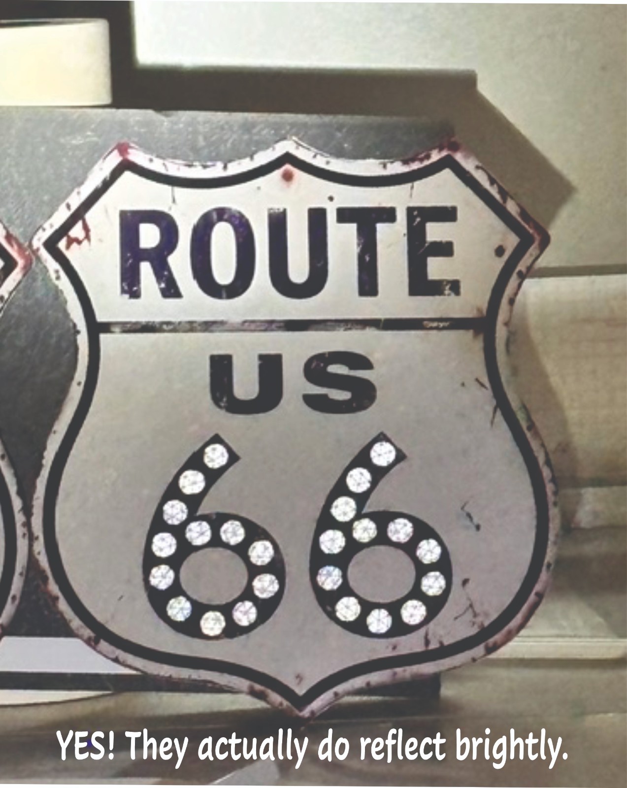 Retro Route 66 weathered road Sign 10x12  Replica 40s, 50s with Faux \