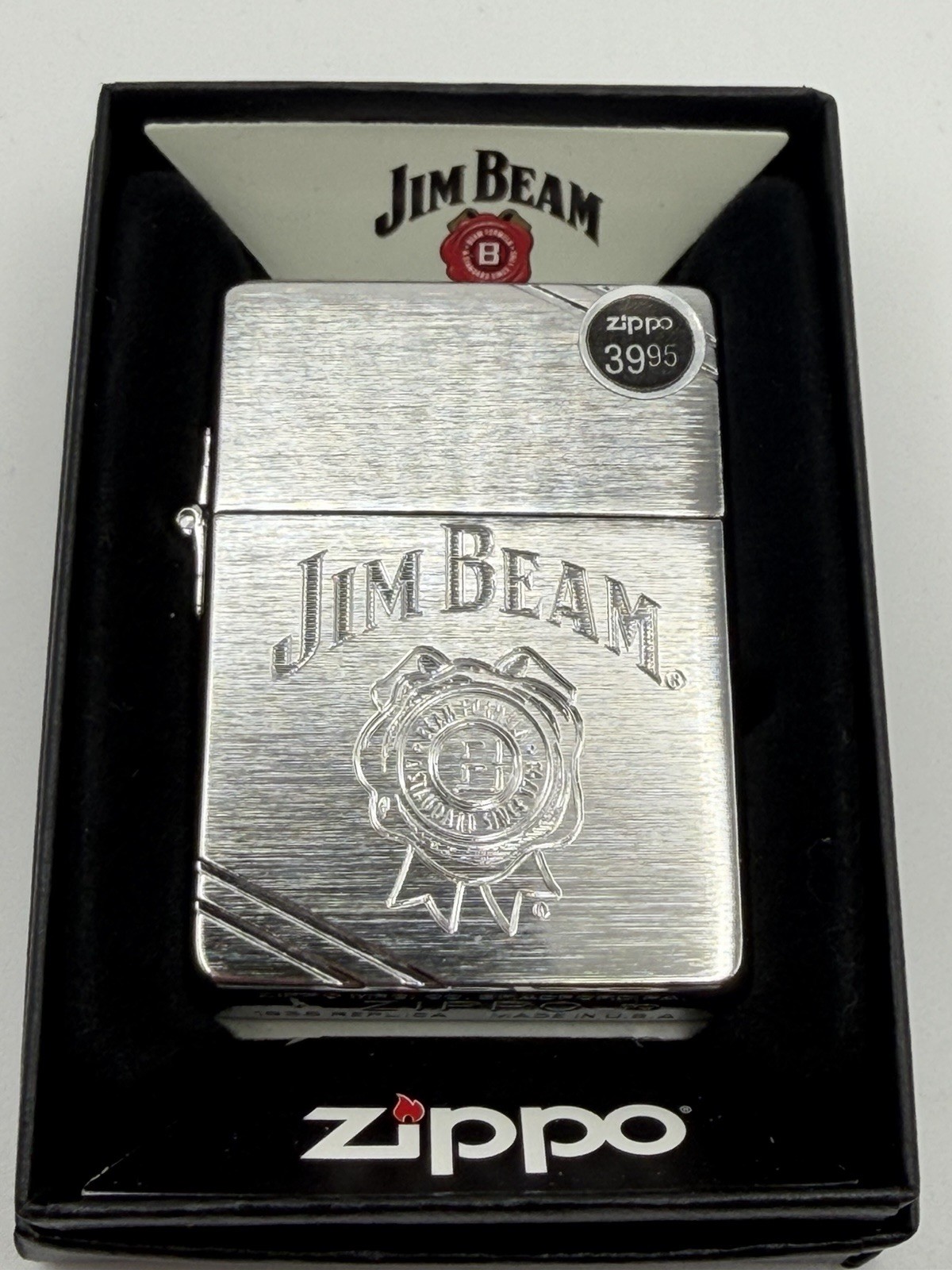 Vintage 2010 Jim Beam Label Replica Chrome Zippo Lighter New B9