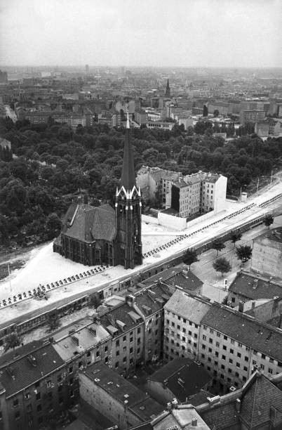 An Aerial view of a church Berlin Wall Berlin Germany sixties Old Photo