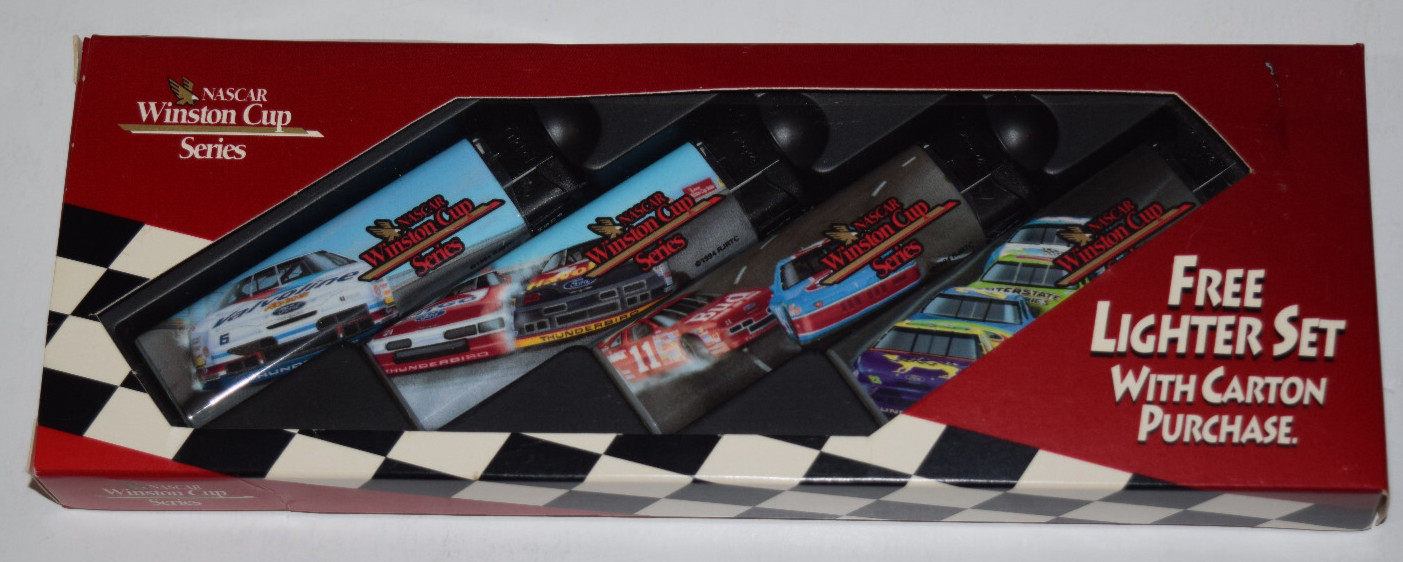 NASCAR WINSTON CUP LIGHTER SET. 1994 HARD TO FIND Advertising Giveaway Set New