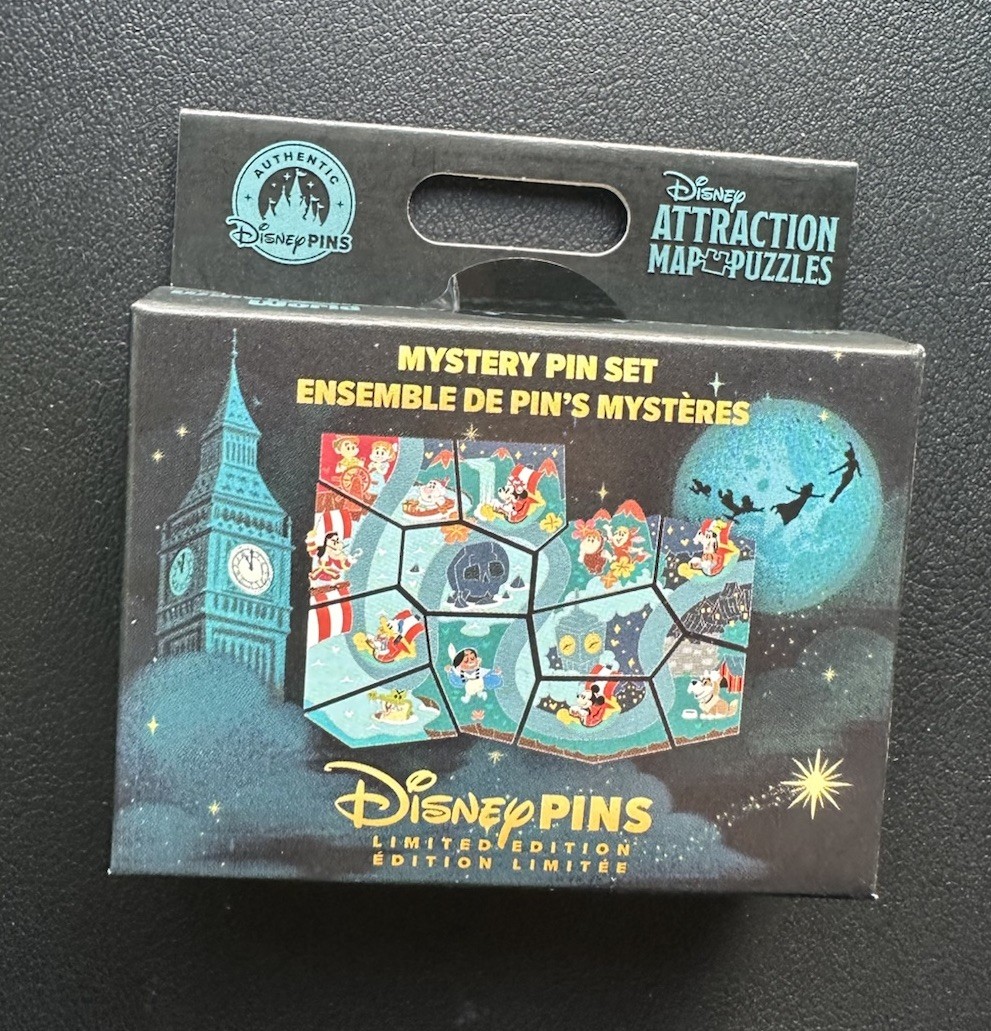 Walt Disney World Peter Pan's Flight Attraction Map Puzzle LE 650 Pin Sealed Box