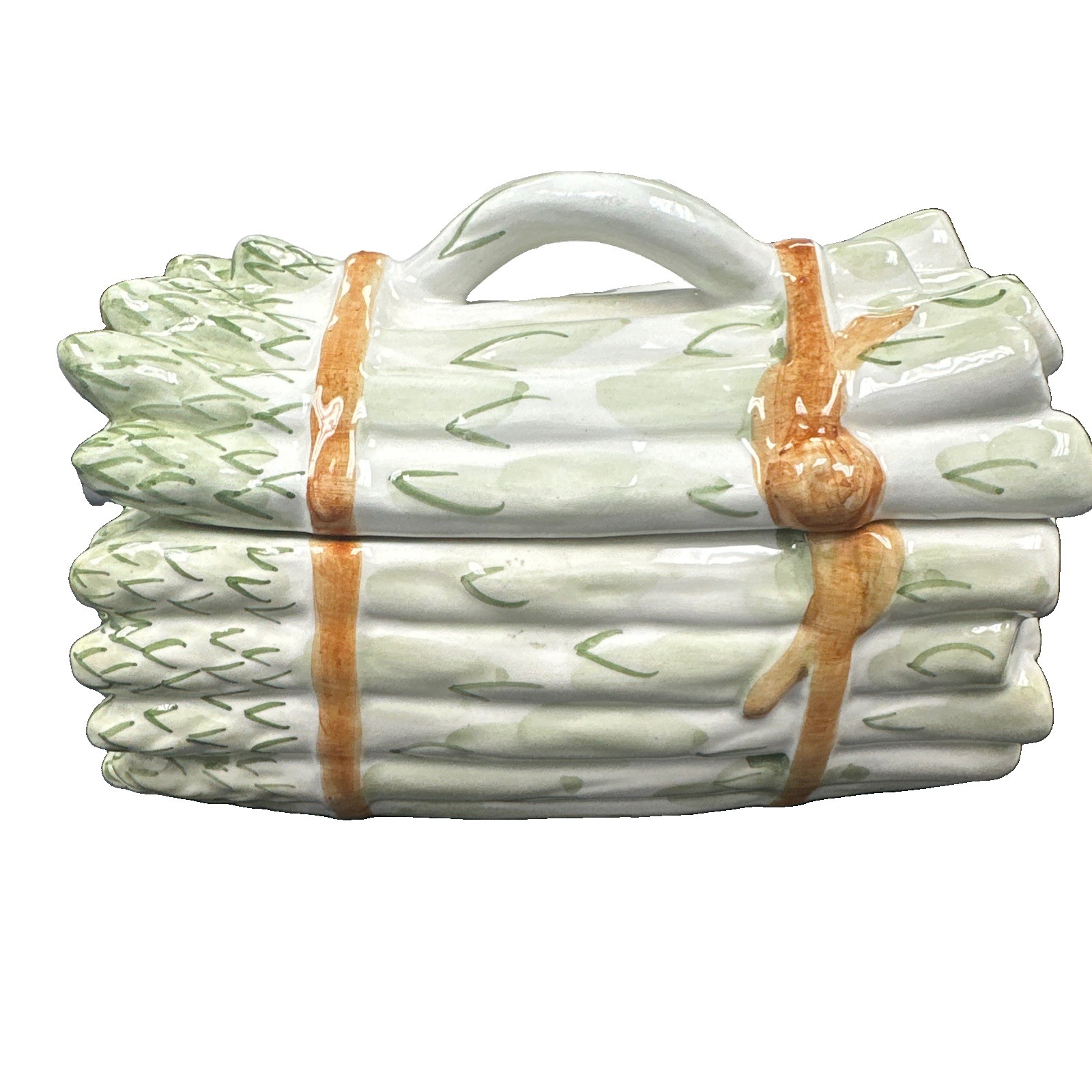 Vintage ceramic asparagus bundle covered dish server - Portugal Vintage ceramic asparagus bundle covered dish server - Portugal