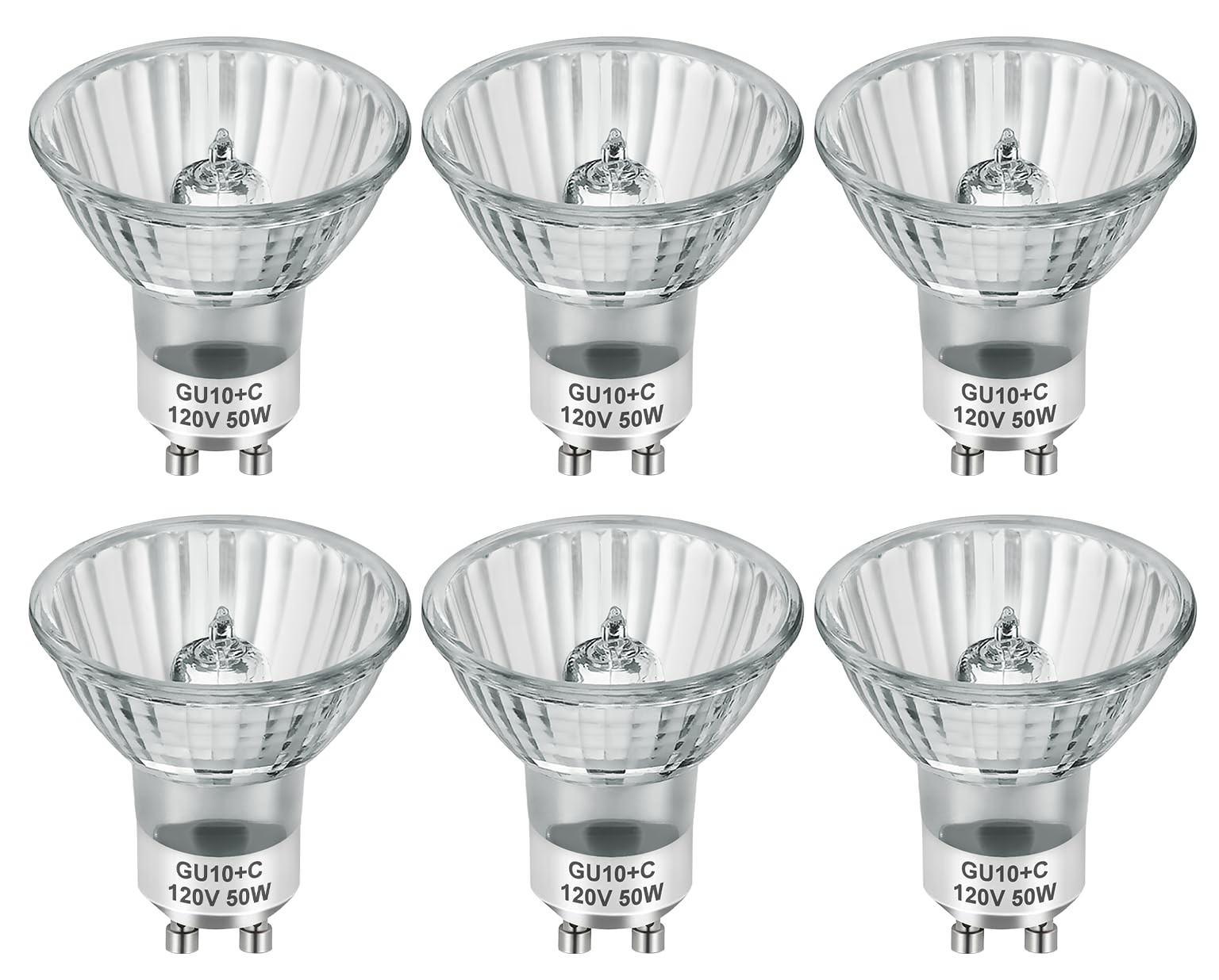 SerBion GU10 120V 50W Halogen Light Bulbs for Track and MR16, Clear Glass