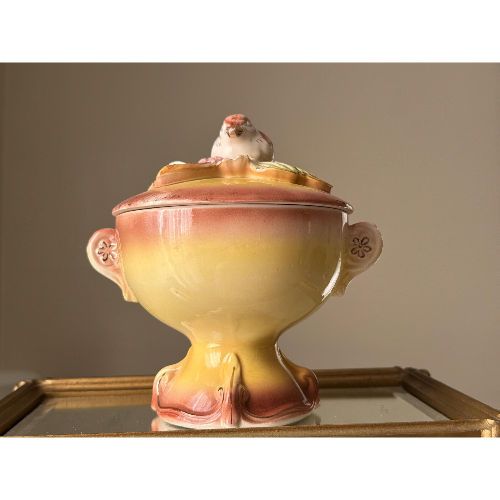 Vintage Ceramic Lipper & Mann Bird Compote Dish with Lid