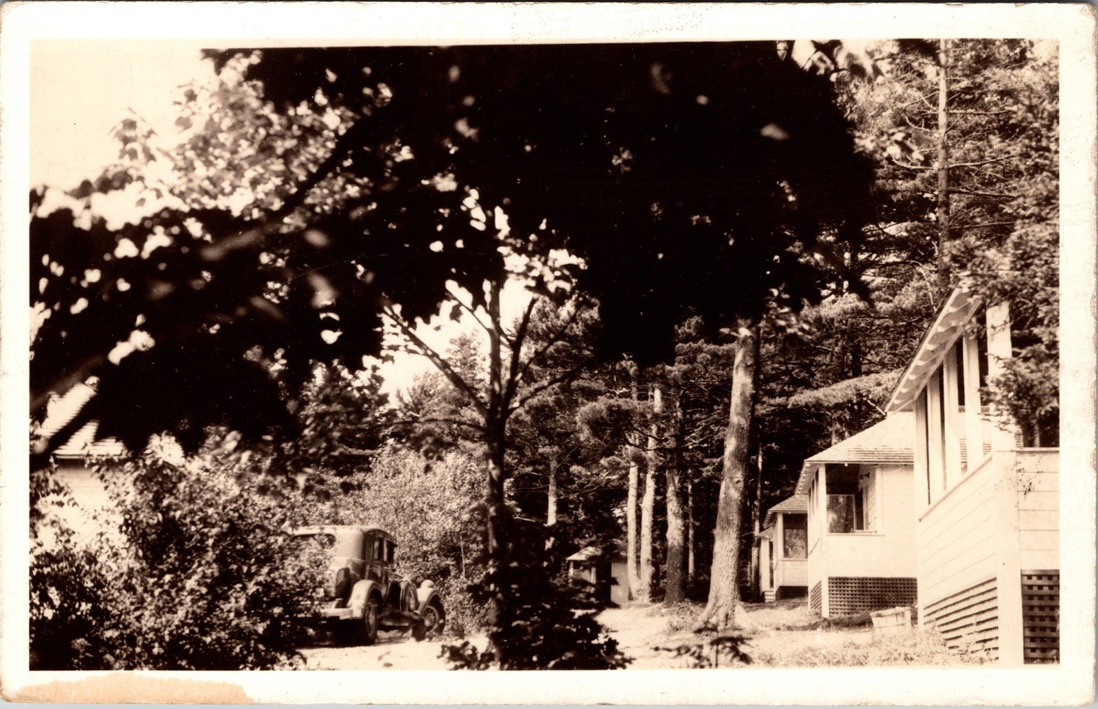 Postcard Real Photo RPPC Car Parked in Front of House Cottage Unposted