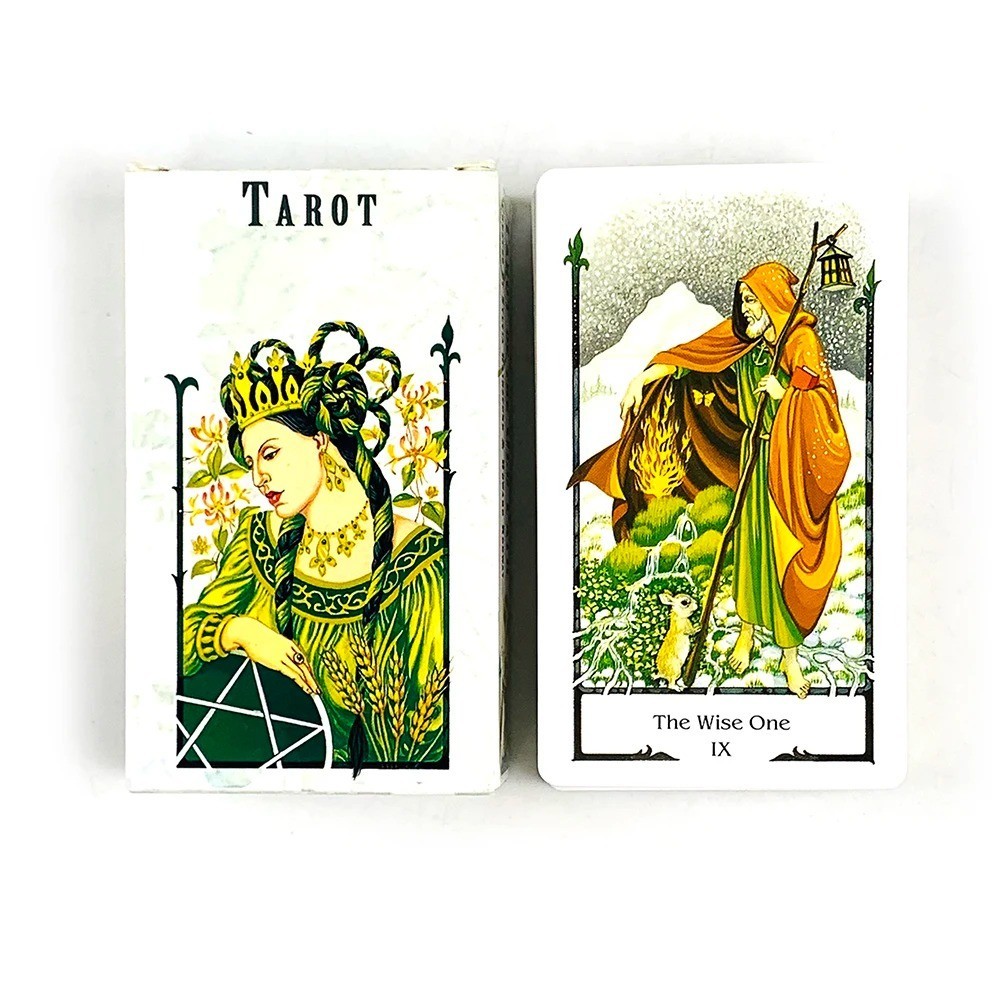 Mystic Green Tarot Deck 78 Cards Wise One Art Divination Game English