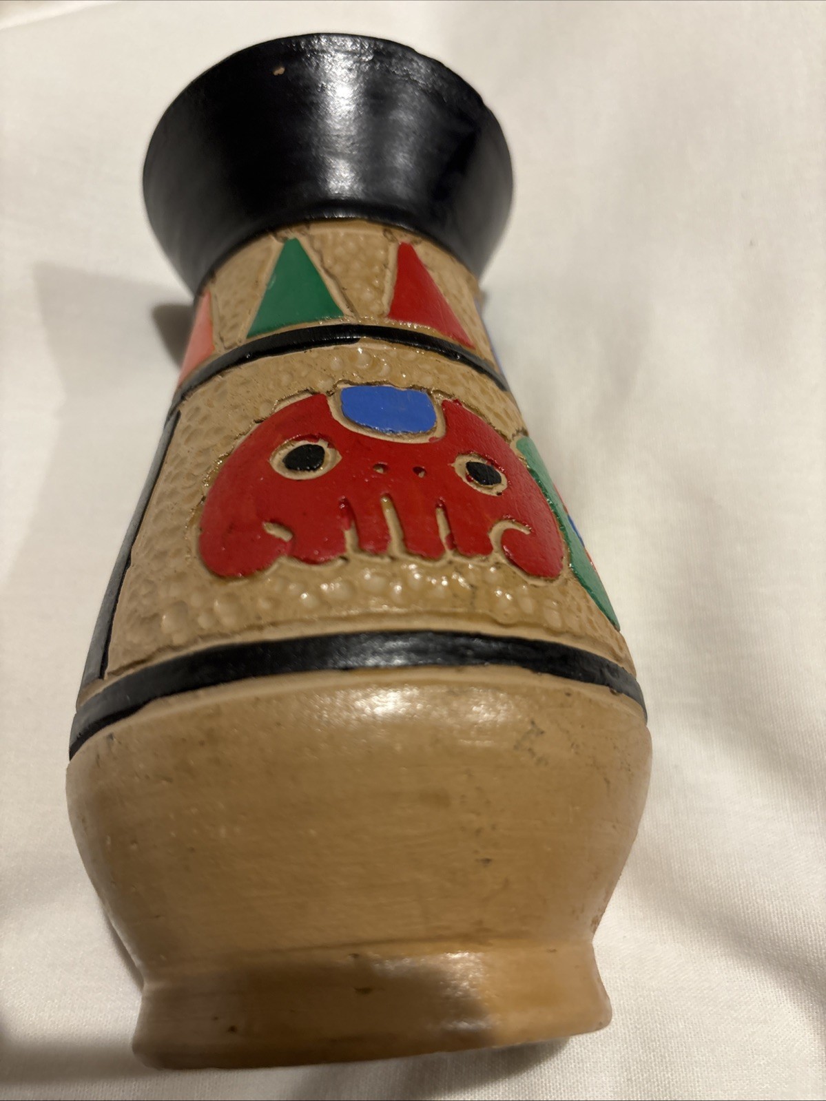Vintage Mexican Pottery Vase: Handmade Terra Cotta Carved Animal