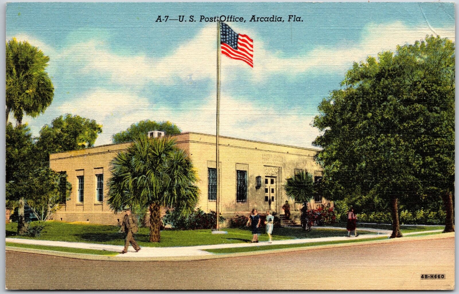 United States Post Office Arcadia Florida FL Main Street & Trees View Postcard