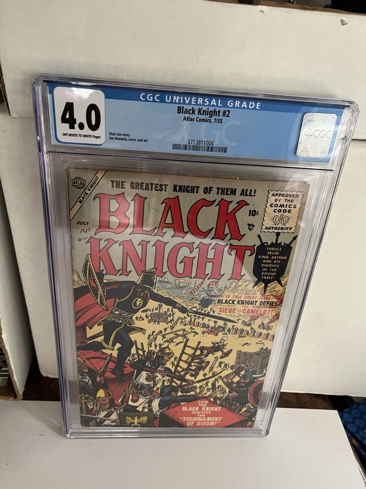 BLACK KNIGHT #2 Atlas Comics 1955 CGC 4.0 OW/WP Golden Age Stan Lee Story