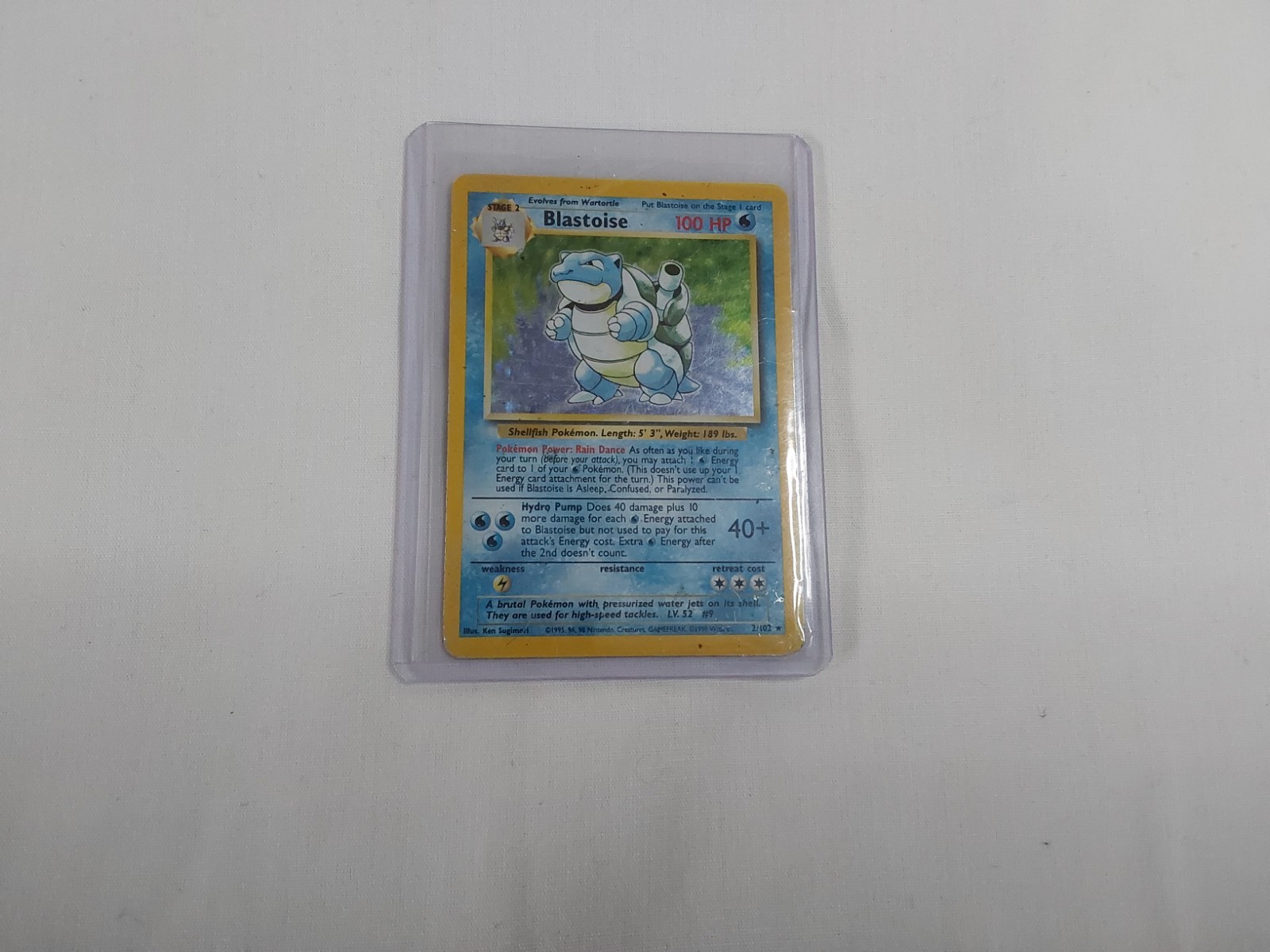 Pokemon Blastoise 2/102 Holo Base Set Unlimited WOTC Vintage HP English Card