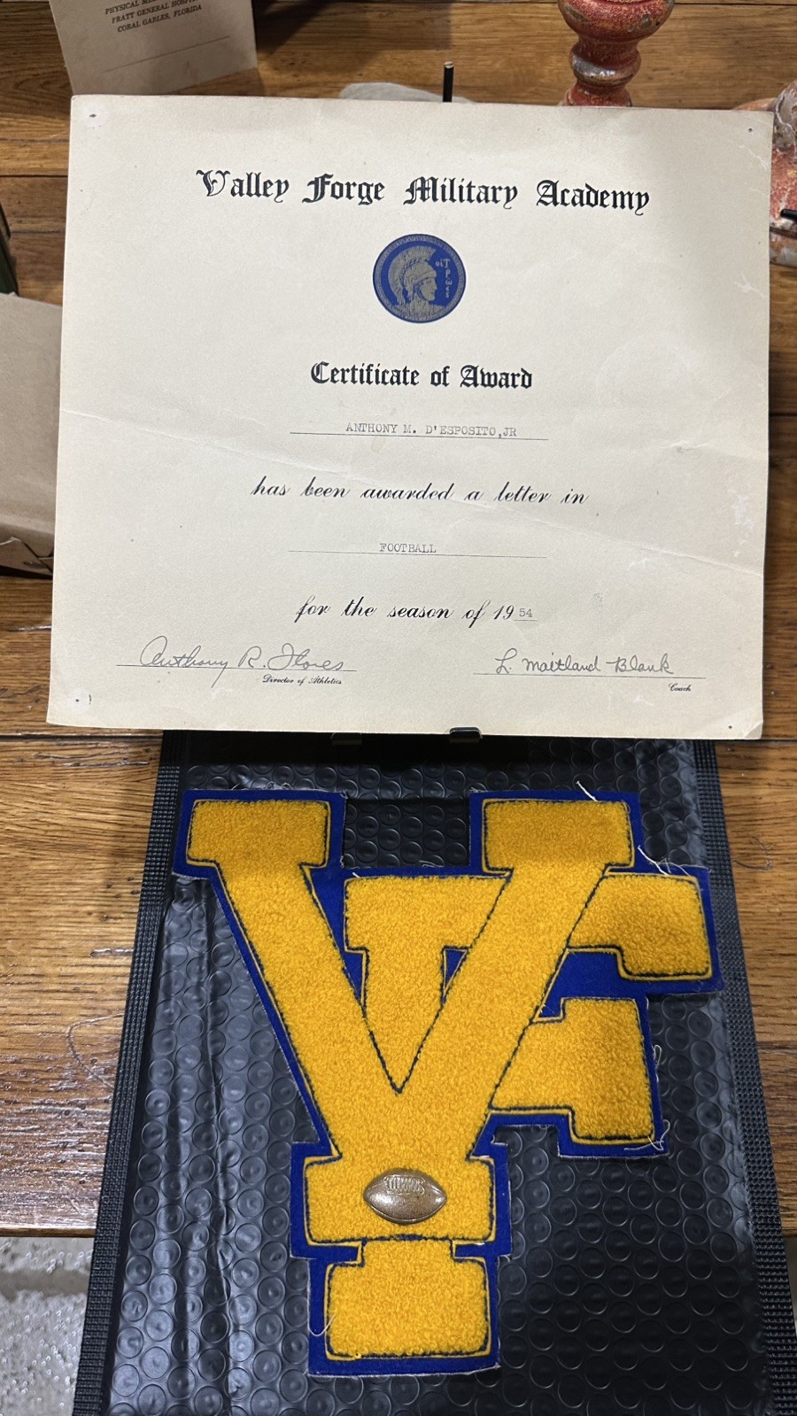 Rare Classic Historical 1955 Valley Forge Military Academy Football Jacket Patch