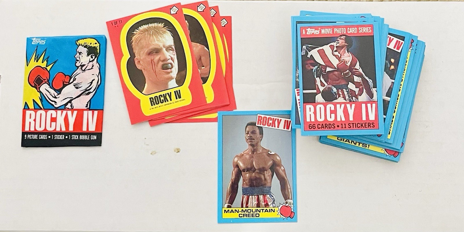 Rocky IV 1985 Topps Complete Set Of 66 Complete Sticker Set Of 11 Stallone