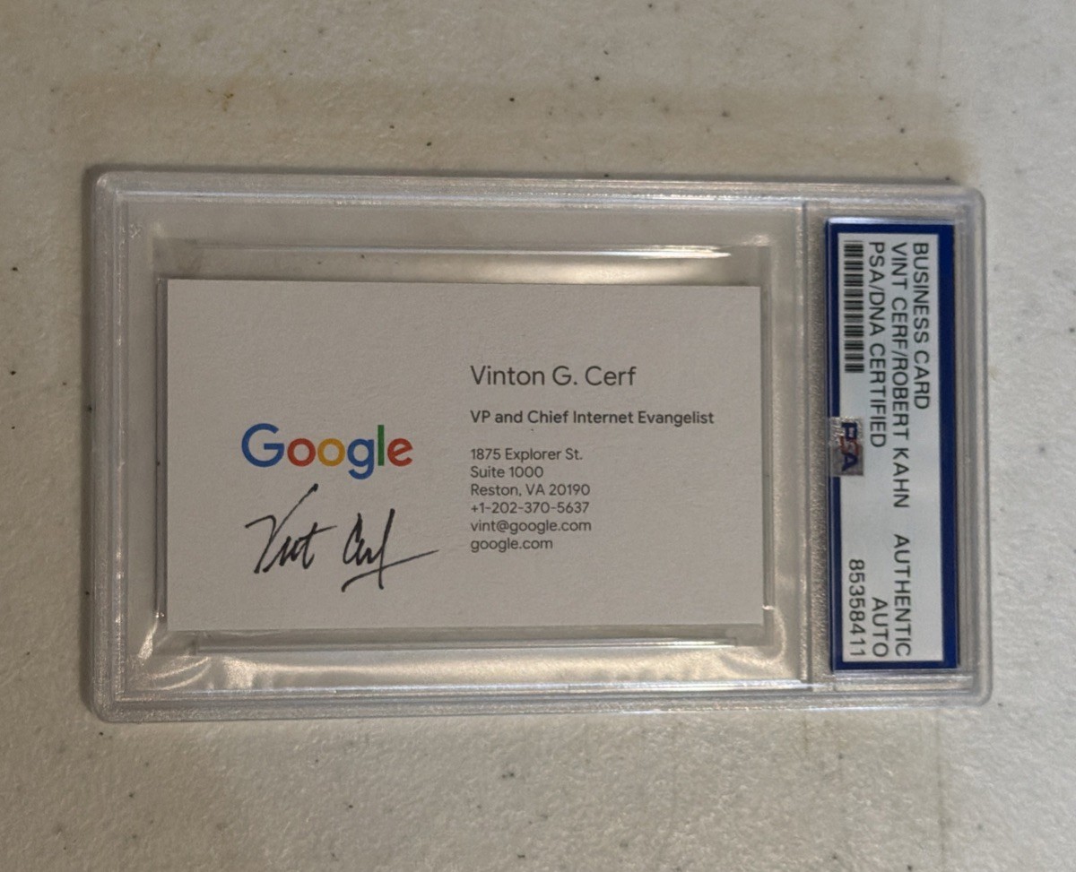 Vint Cerf PSA/DNA Autograph Signed Google Cloud Business Card Internet Creator