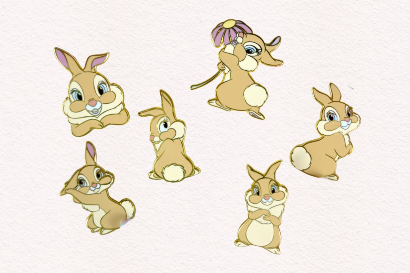 Disney Miss Bunny Enamel Pin Set of 6 Poses Cute Die-Cut Badge Collection Disney Miss Bunny Enamel Pin Set of 6 Poses Cute Die-Cut Badge Collection