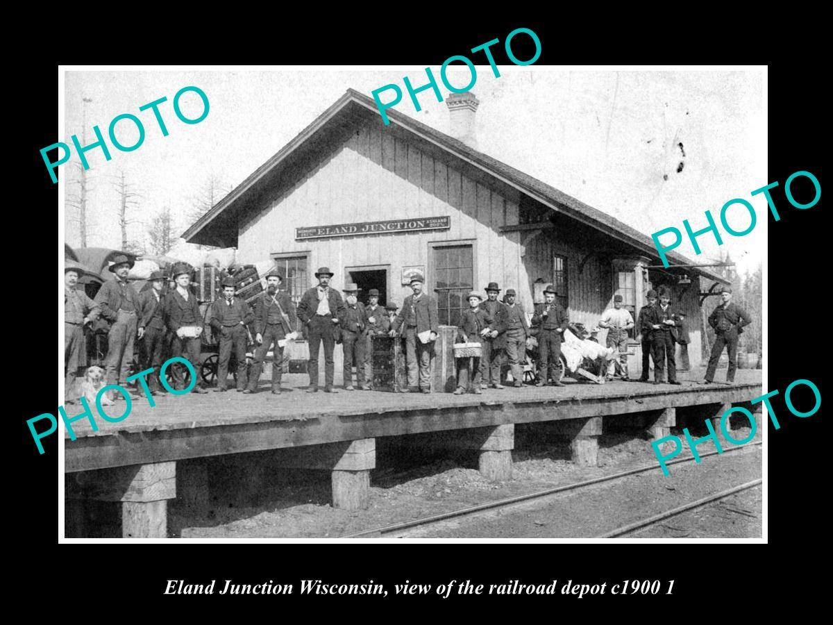 OLD 8x6 HISTORIC PHOTO OF ELAND JUNCTION WISCONSIN THE RAILROAD DEPOT c1900 2