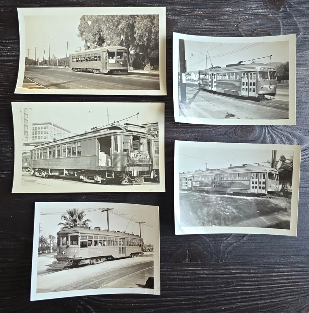 C. 1930s Pacific Electric Railway Trolley Interurban Photo Lot Of 5