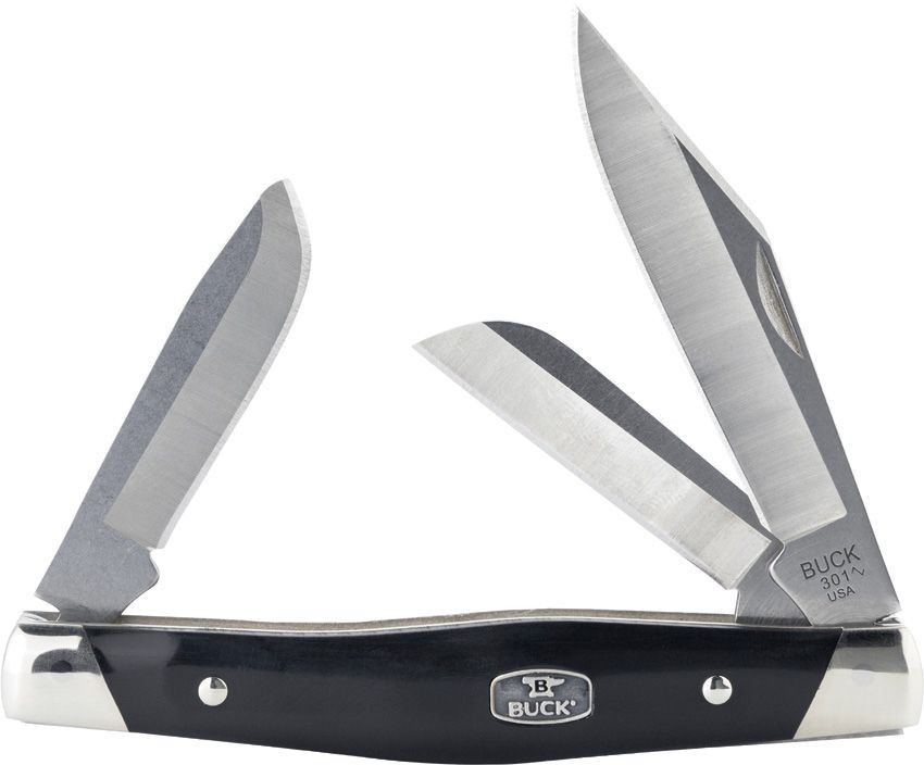 BUCK KNIFE  {NEW} STOCKMAN #BU301BKS1 - BLACK SYNTHETIC HANDLES - 4