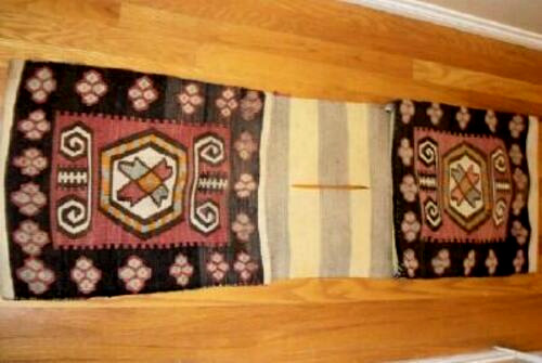 ANTIQUE TURKISH KILIM WOVEN CAMEL SADDLE BAGS MIDDLE EASTERN WOOL COTTON NICE