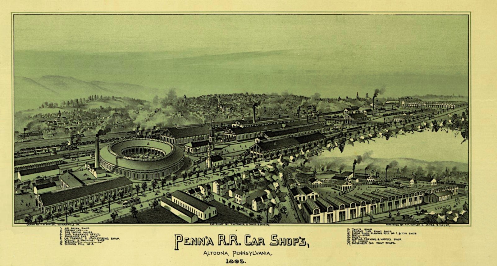 Pennsylvania Railroad Car Shops, Altoona PA in 1895 11 x 14 Photo