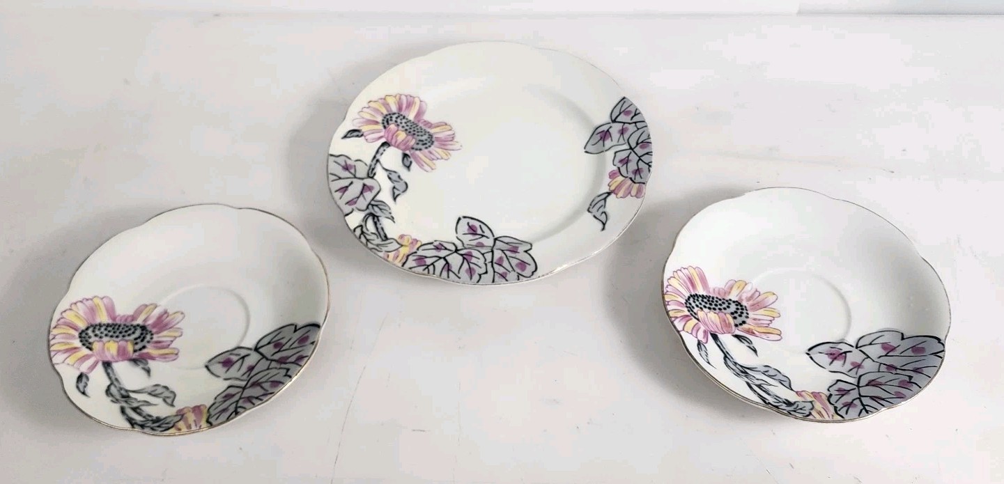 Vintage China Tea Saucer Lot Of 3 Made in Occupied Japan Floral Porcelain 