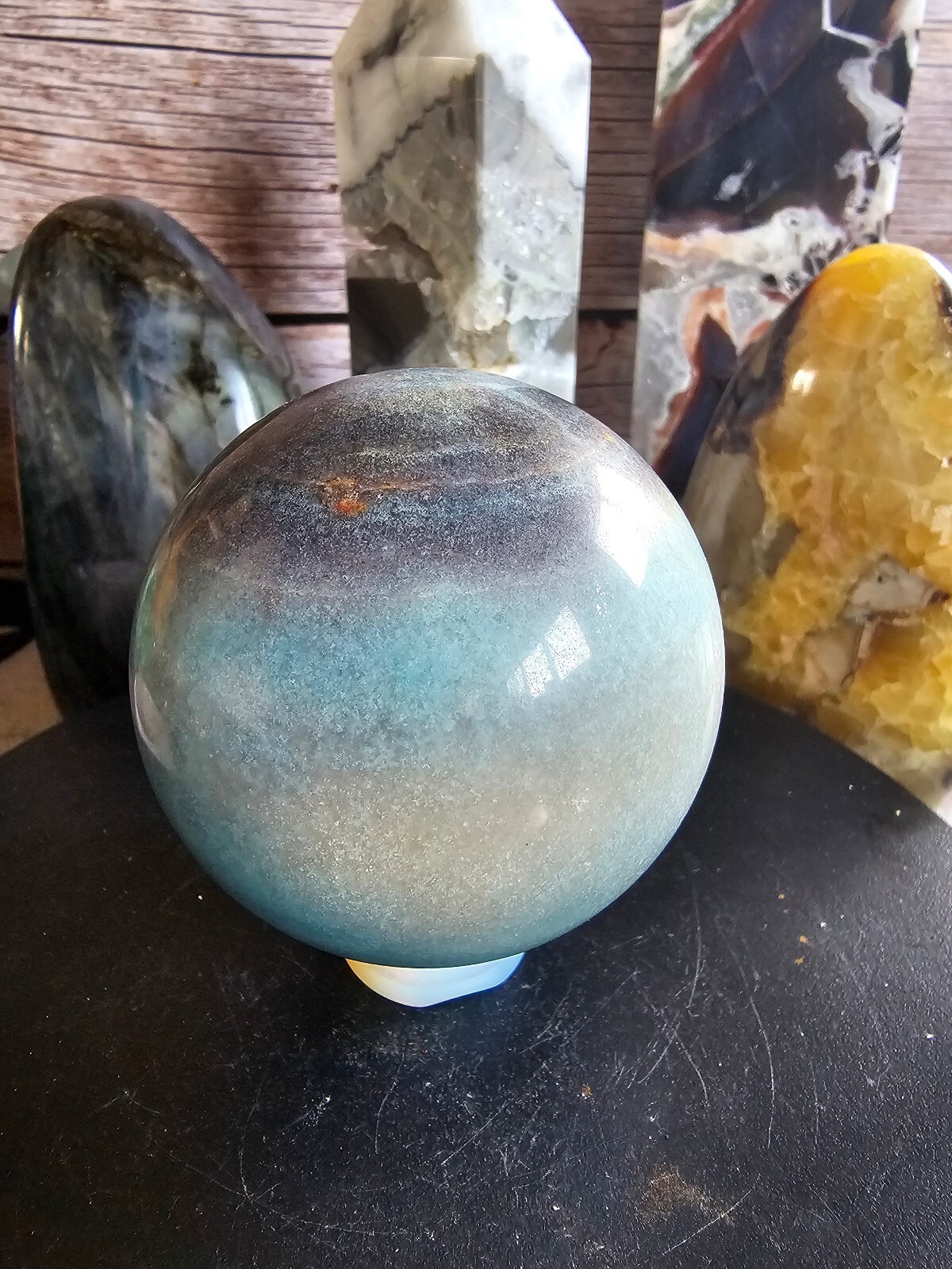 Trolleite Sphere 69mm 1 lb Blue Teal Natural Crystal Polished Stone