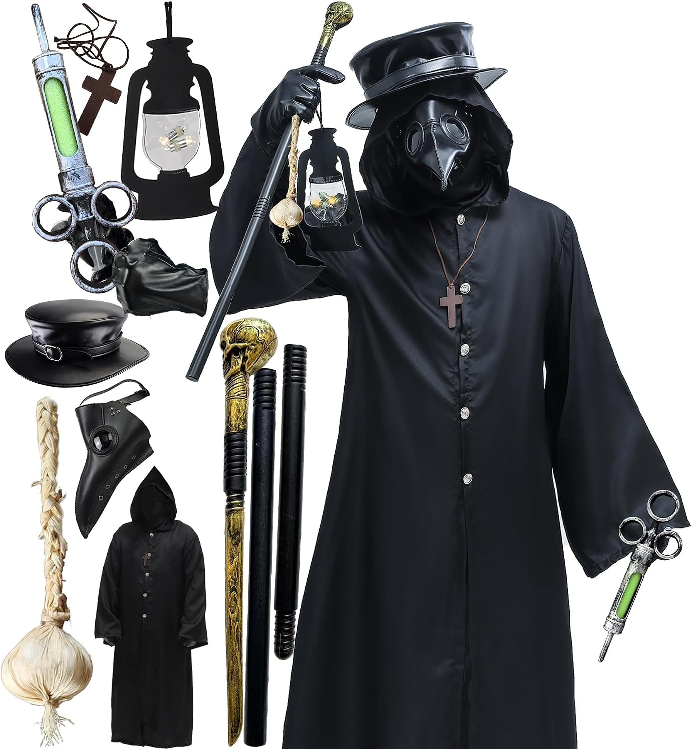 Plague Doctor Bird Mask and Hat Combo Set Halloween Costume Steampunk Cosplay Pr