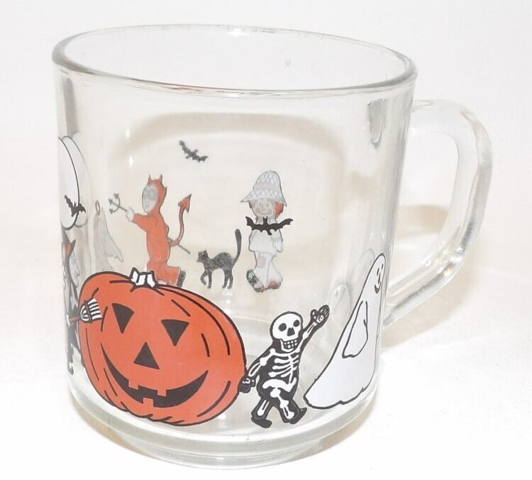 Vintage Luminarc Glass Halloween Parade Mug Coffee Cup