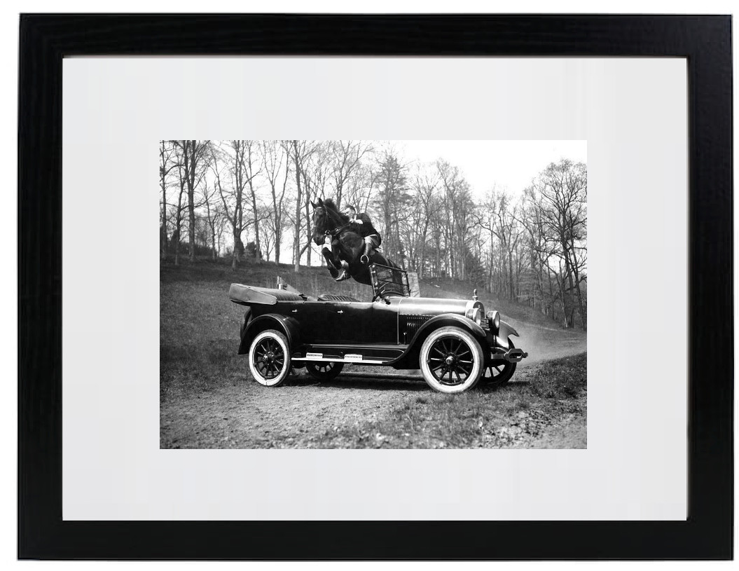 1923 Race Horse Tipperary Jumping a Car Retro Matted & Framed Picture Photo