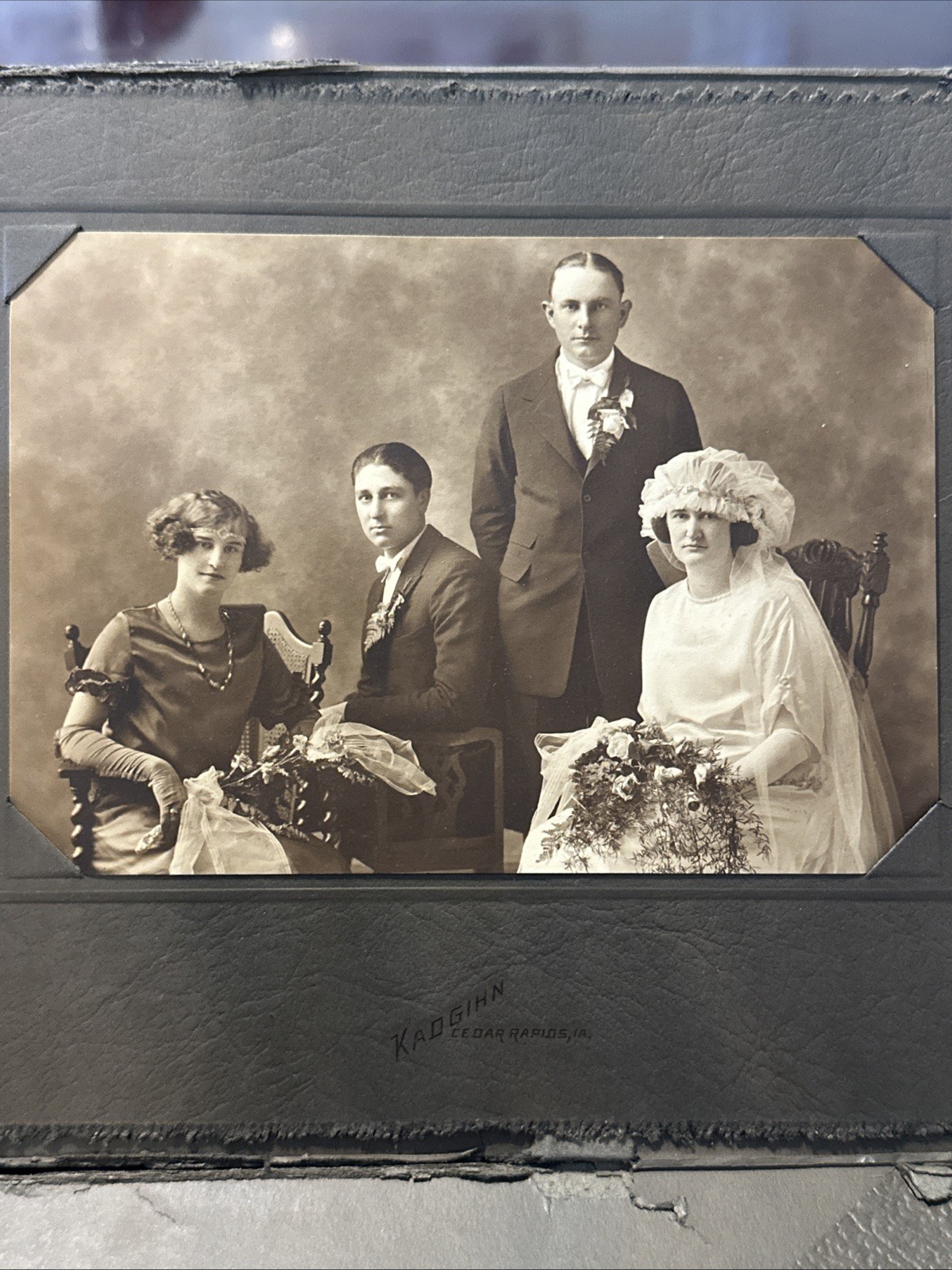 Antique Victorian WEDDING Photo Folder Kadgihn Cedar Rapids Studio
