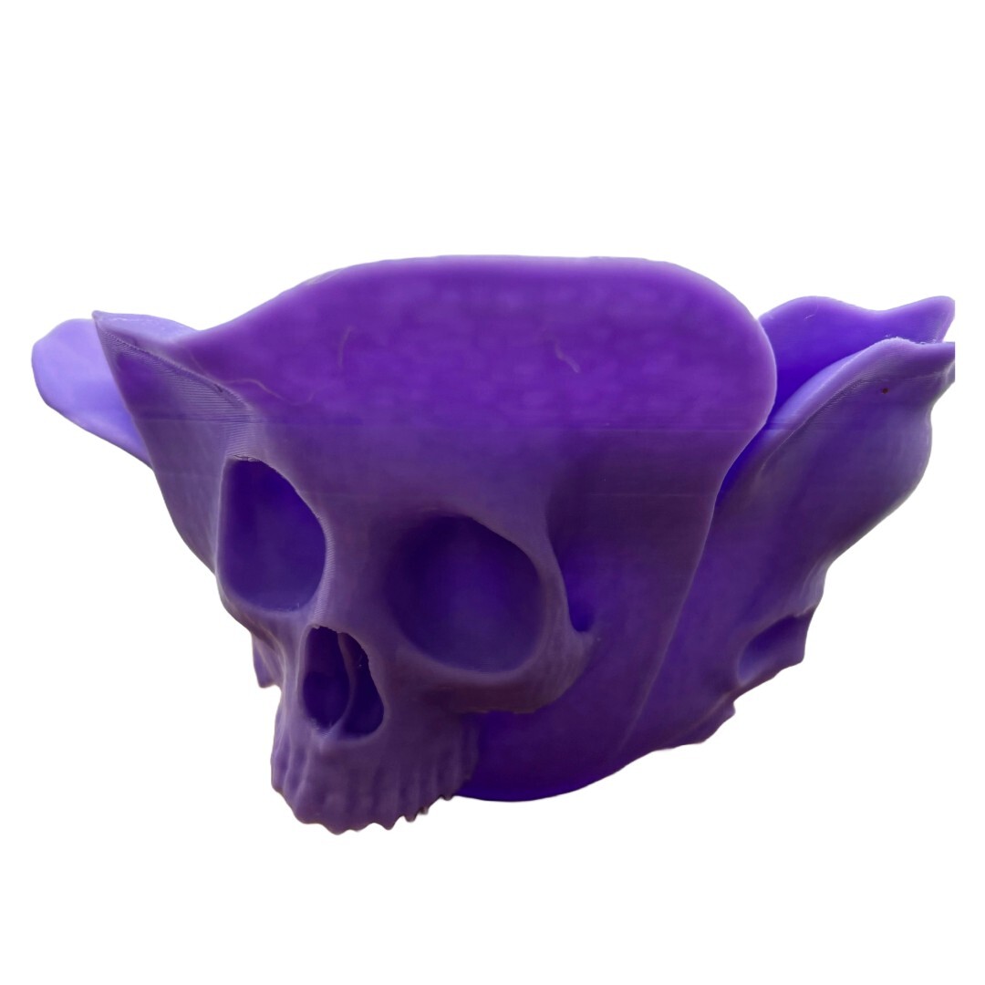 Skull Bloom Bowl – Gothic Rose Skull Bowl in Purple | 3D Printed Decor by Mystic