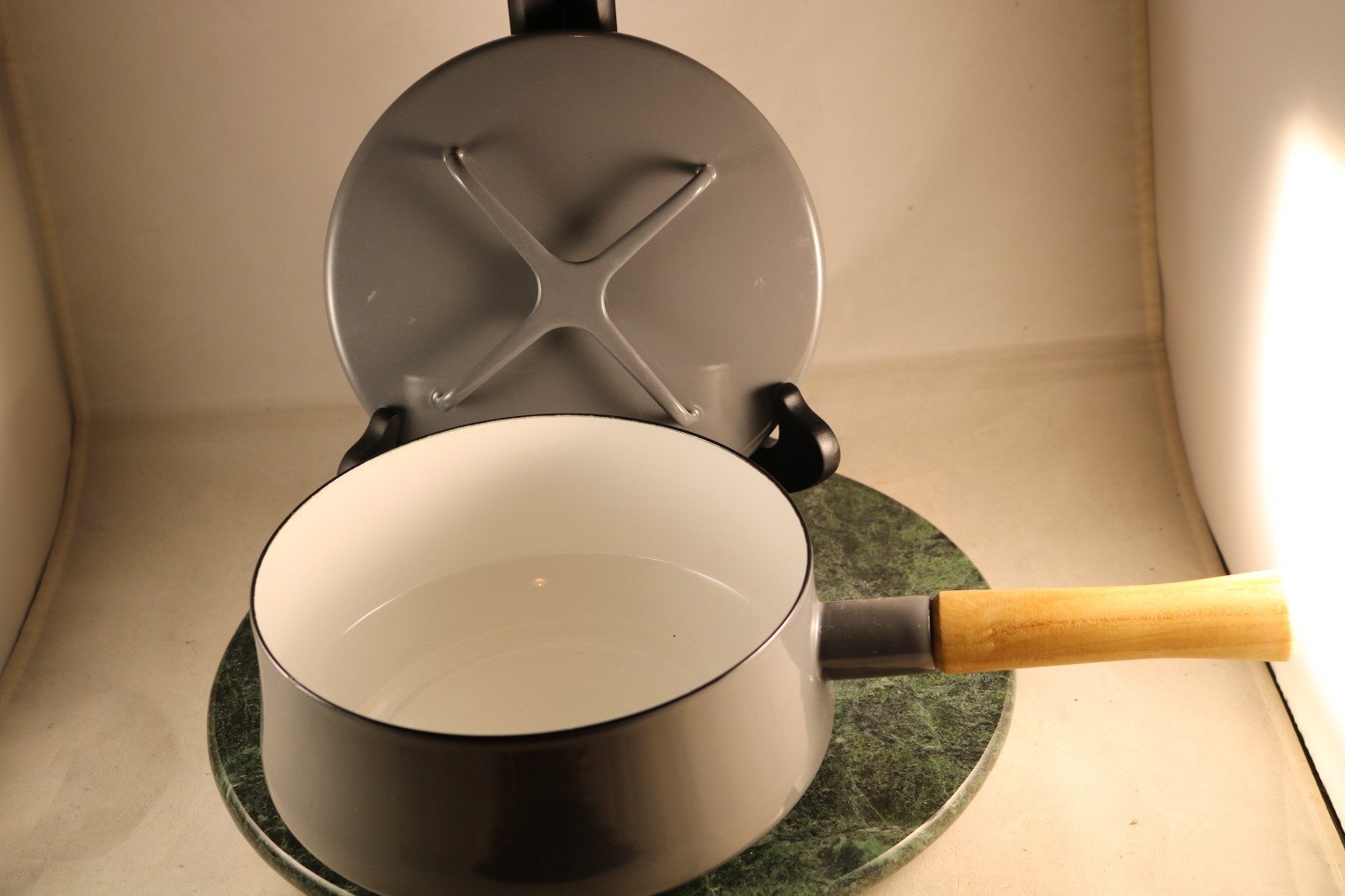 Vintage Jens Quistgaard for Dansk Købenstyle Enameled Pot with Lid – Danish Gray
