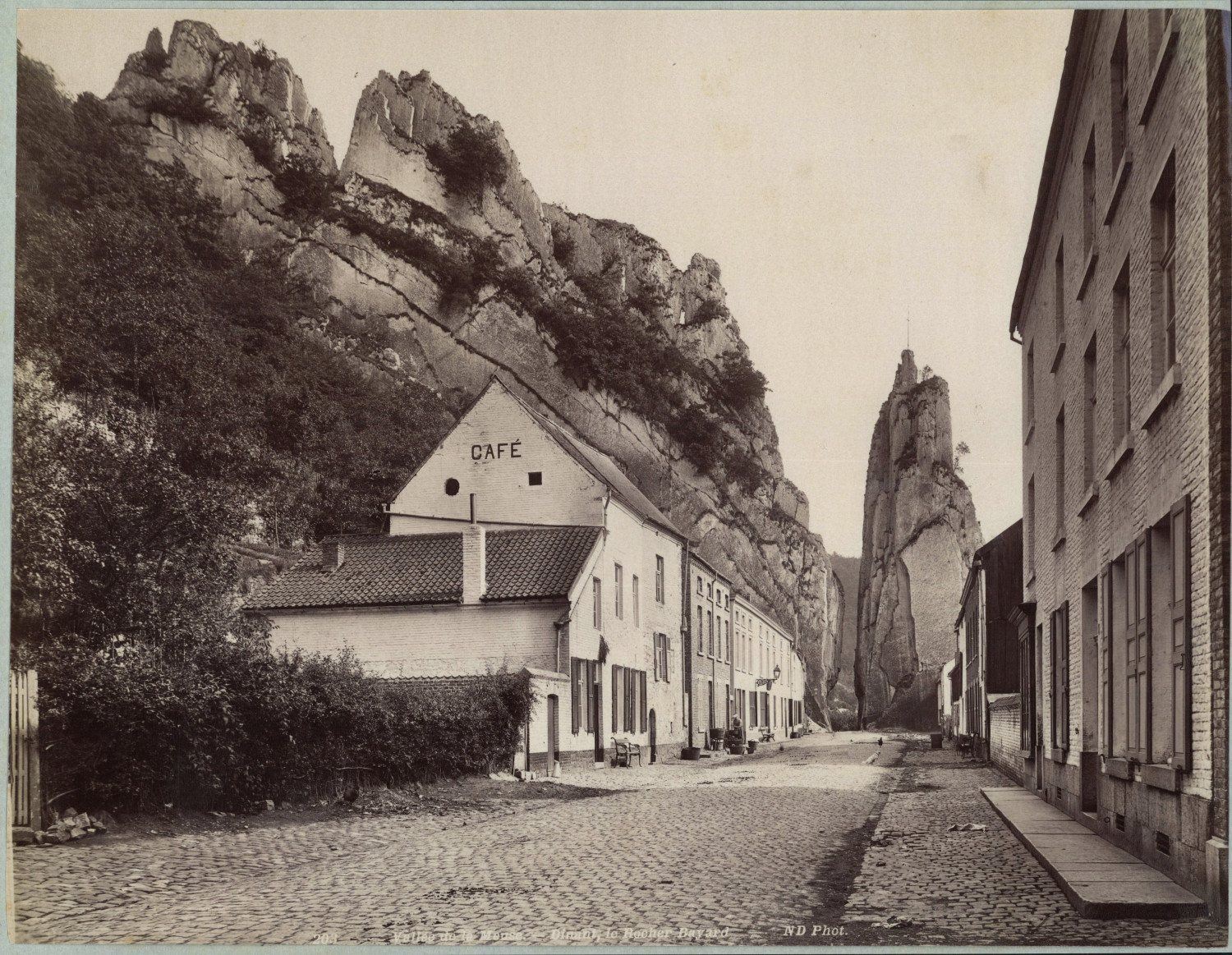 Belgium, Meuse Valley, Dinant, the Bayard Rock, ca.1880, vintage print 