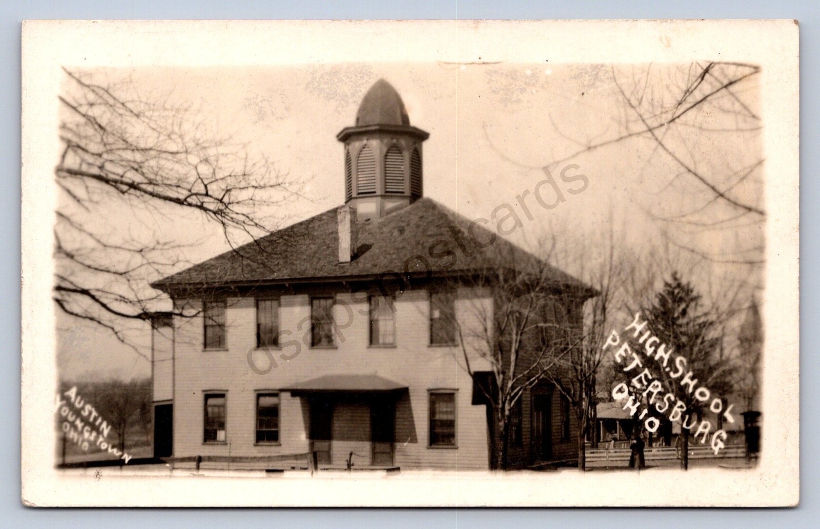 J87/ Petersburg Ohio RPPC Postcard c1910 Mahoning High School Building 612