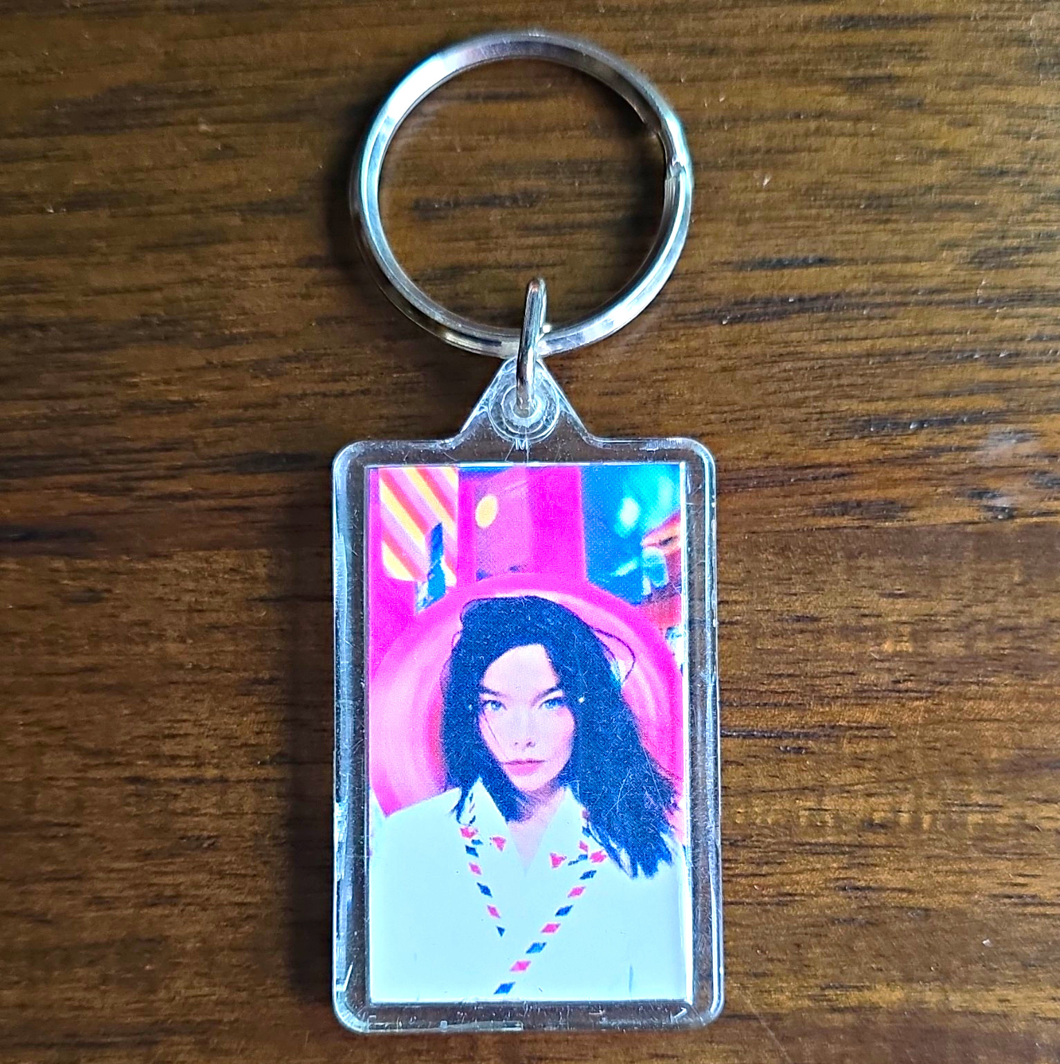 Vintage 90's Bjork Post Keychain Ring Chicago's Q101 Radio