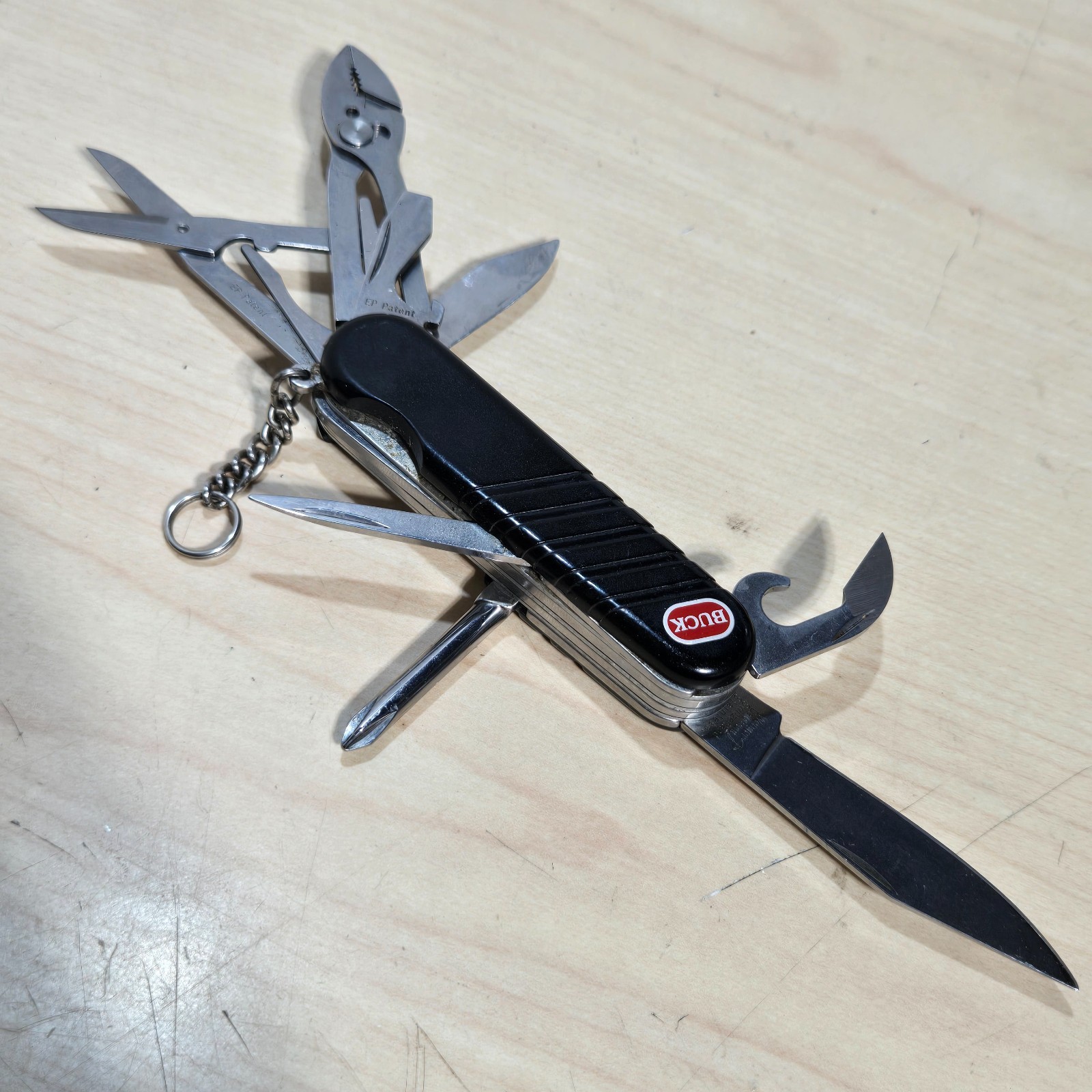 BUCK SwissBuck WENGER 87502 Black Swiss Army Knife TASKMATE II Pocketknife Multi