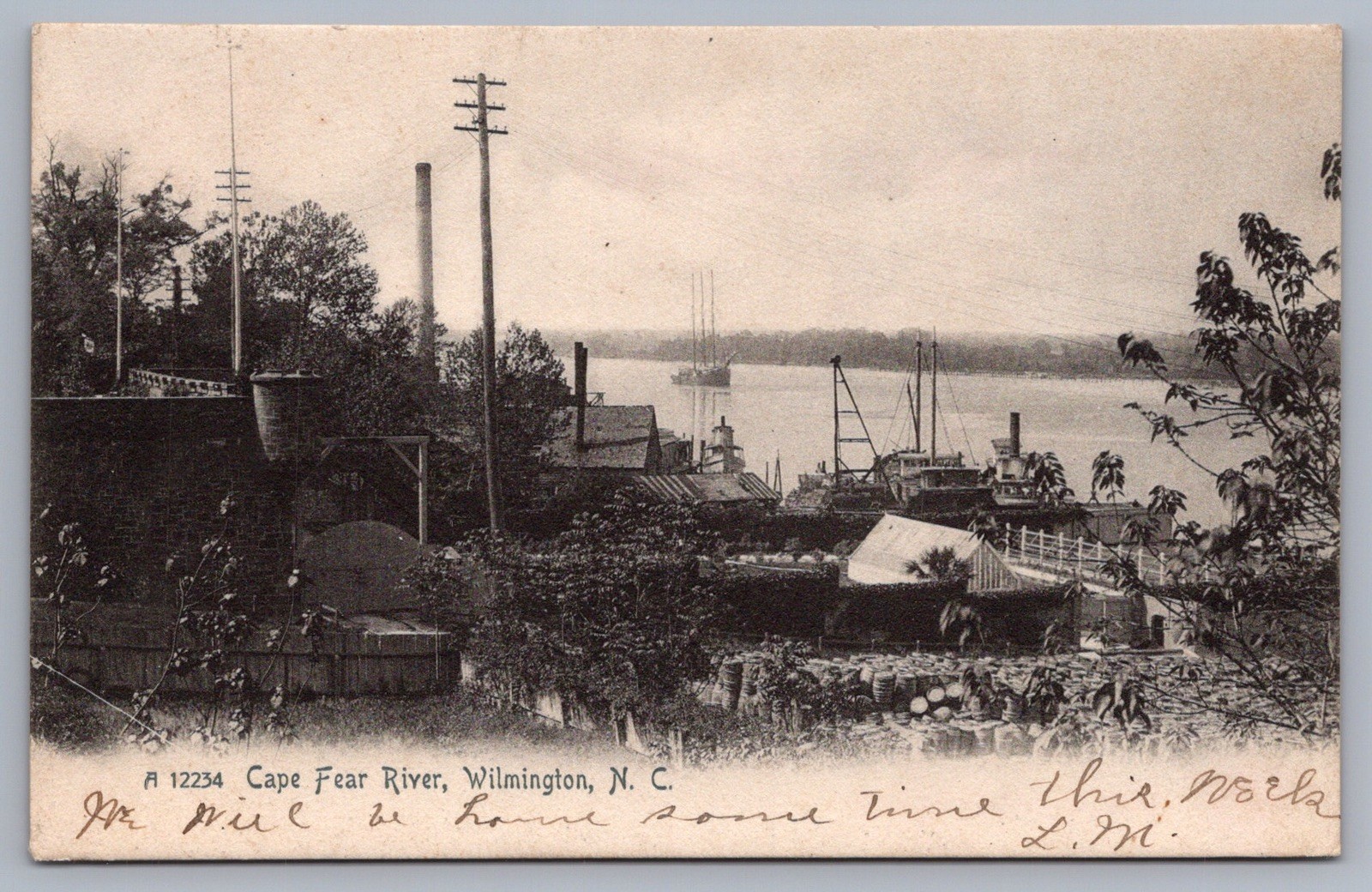 Cape Fear River Wilmington N.C. North Carolina Rotograph UDB Postcard R15