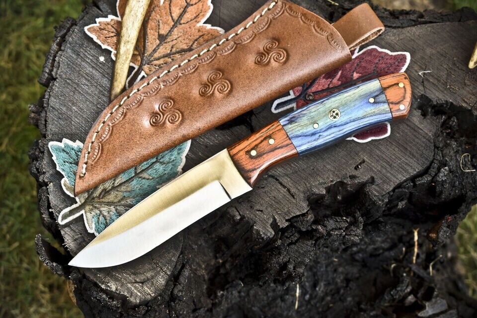 CSFIF Forged Skinner Knife AUS-10 Steel Hard Wood Wooden Bolster Hunting