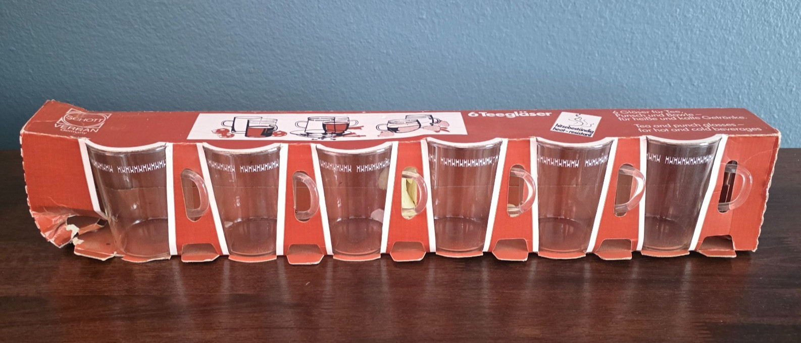 NEW Schott Mainz Glass Clear Delicate Coffee Tea Cups Mugs VTG Rare Set Of 6