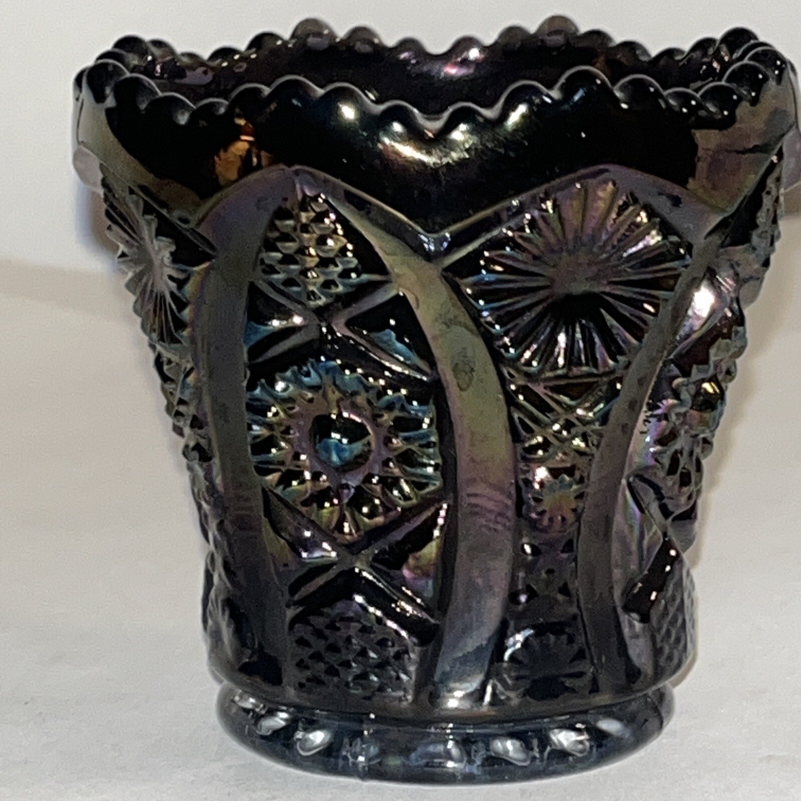 Vintage Imperial Carnival Glass Hobstar Pattern Toothpick Holder Beautiful